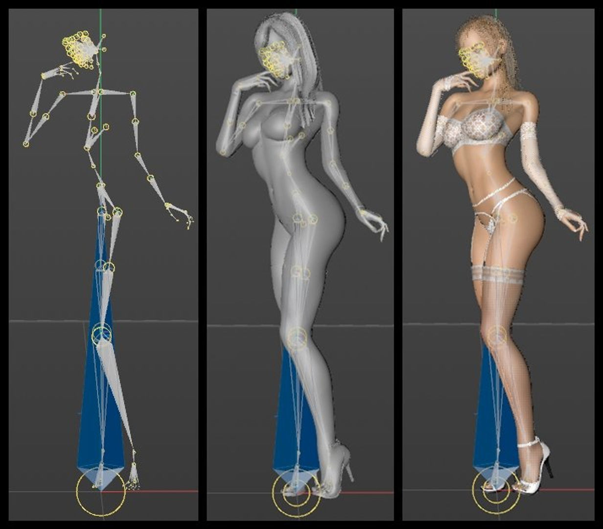 Lingerie Model woman and high heels 3D model_15