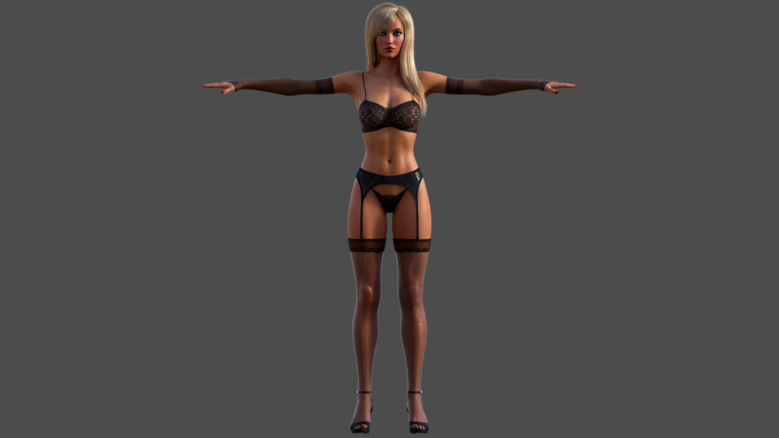 Lingerie Model woman and high heels 3D model_8