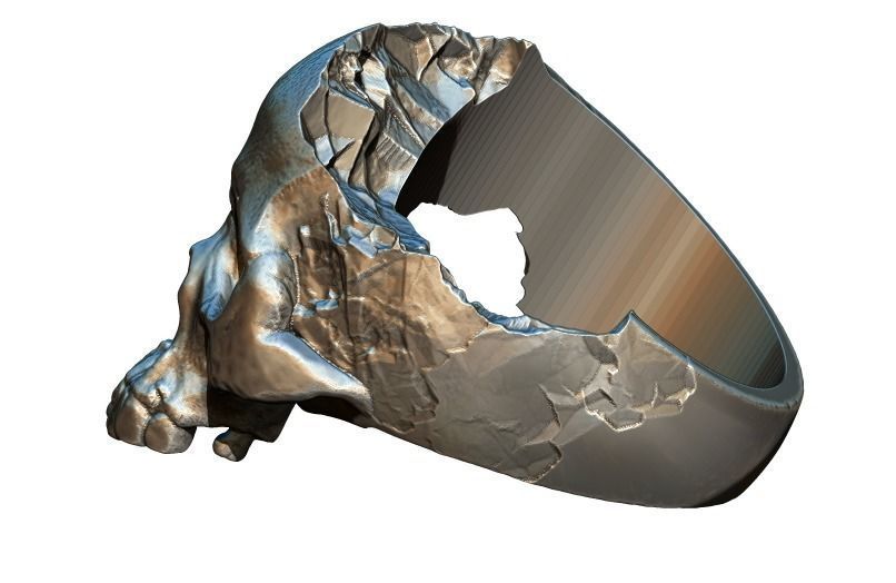 Damage Broken Salvage  Skull Ring 3D print model_3