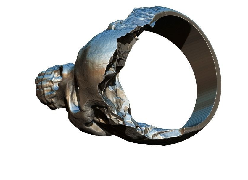 Damage Broken Salvage  Skull Ring 3D print model_4
