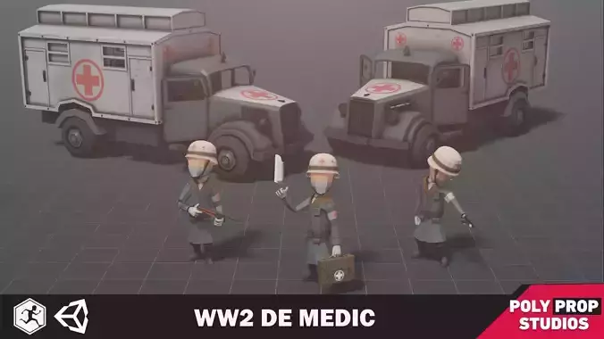 WW2 DE Medic Low-poly 3D model