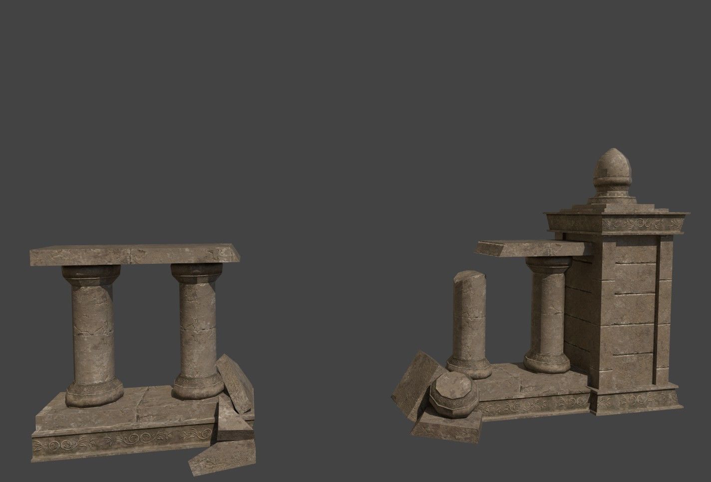 Cathedral Stone Trim Asset pack Free low-poly 3D model_17