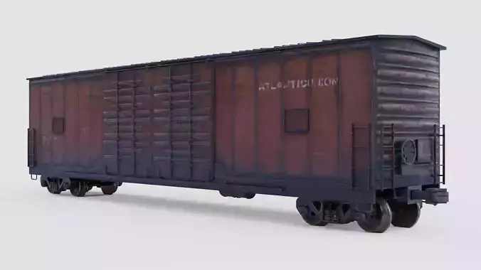 BOXCAR  - cargo train PBR Low-poly 3D model