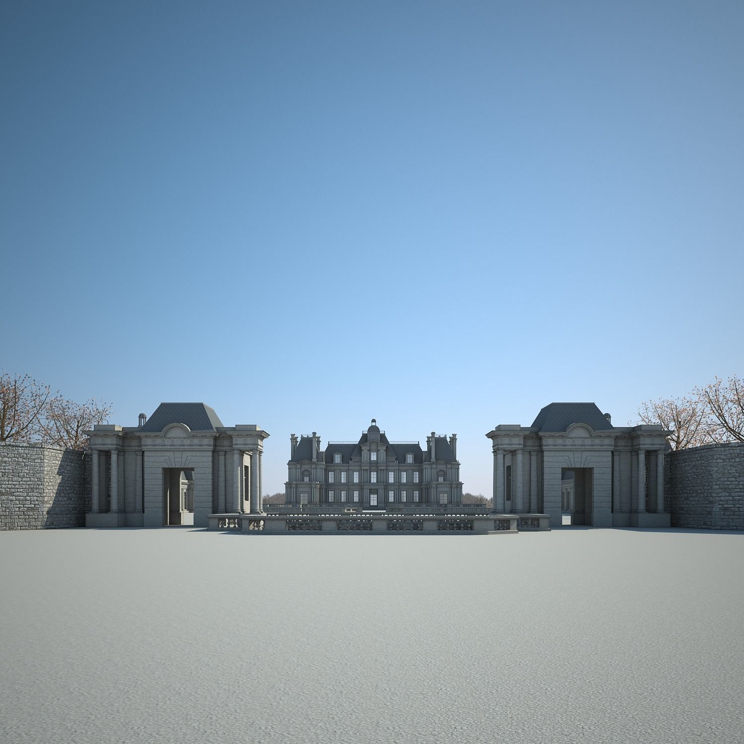 Chateau and Garden 3D model_7