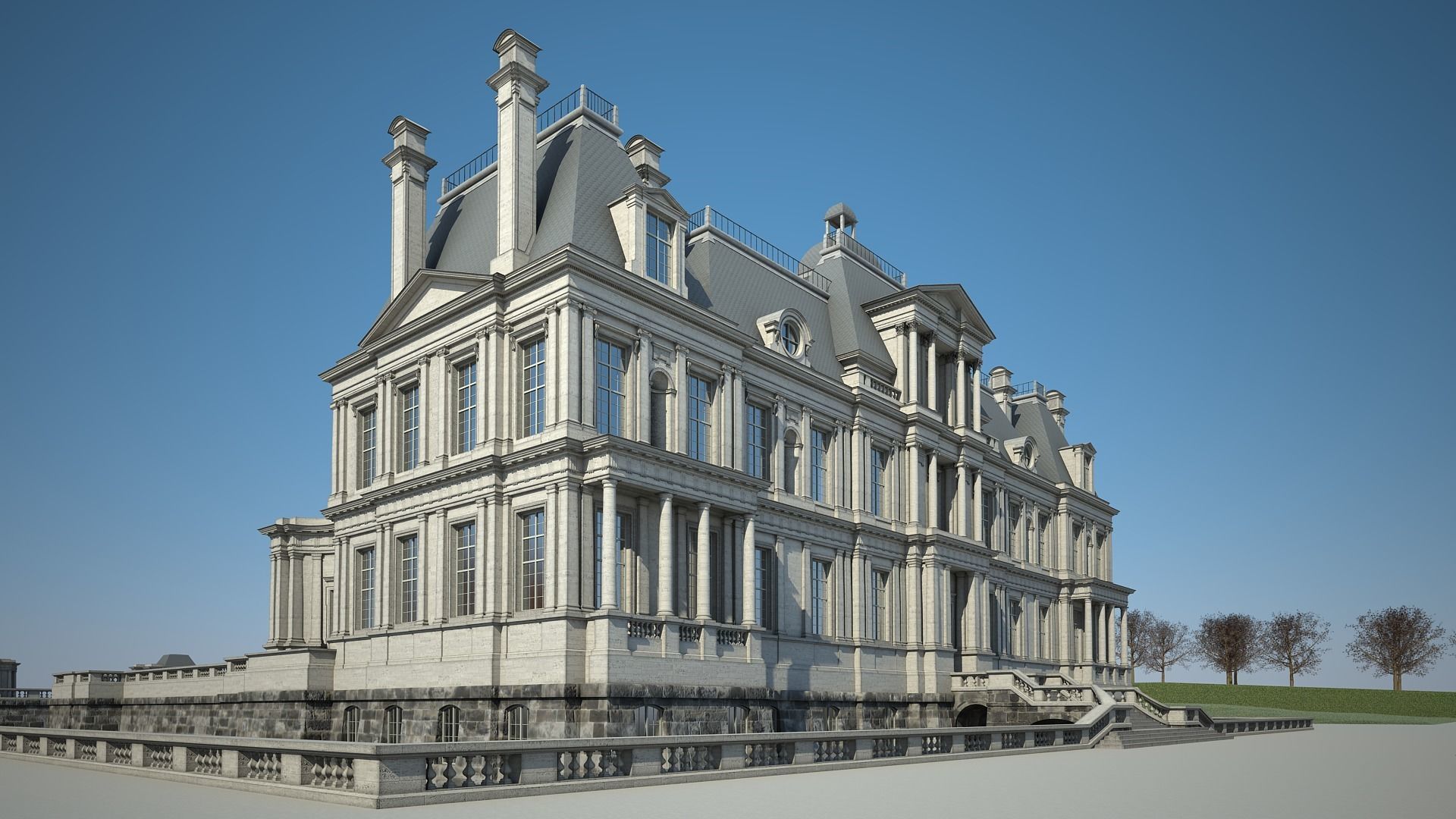 Chateau and Garden 3D model_1