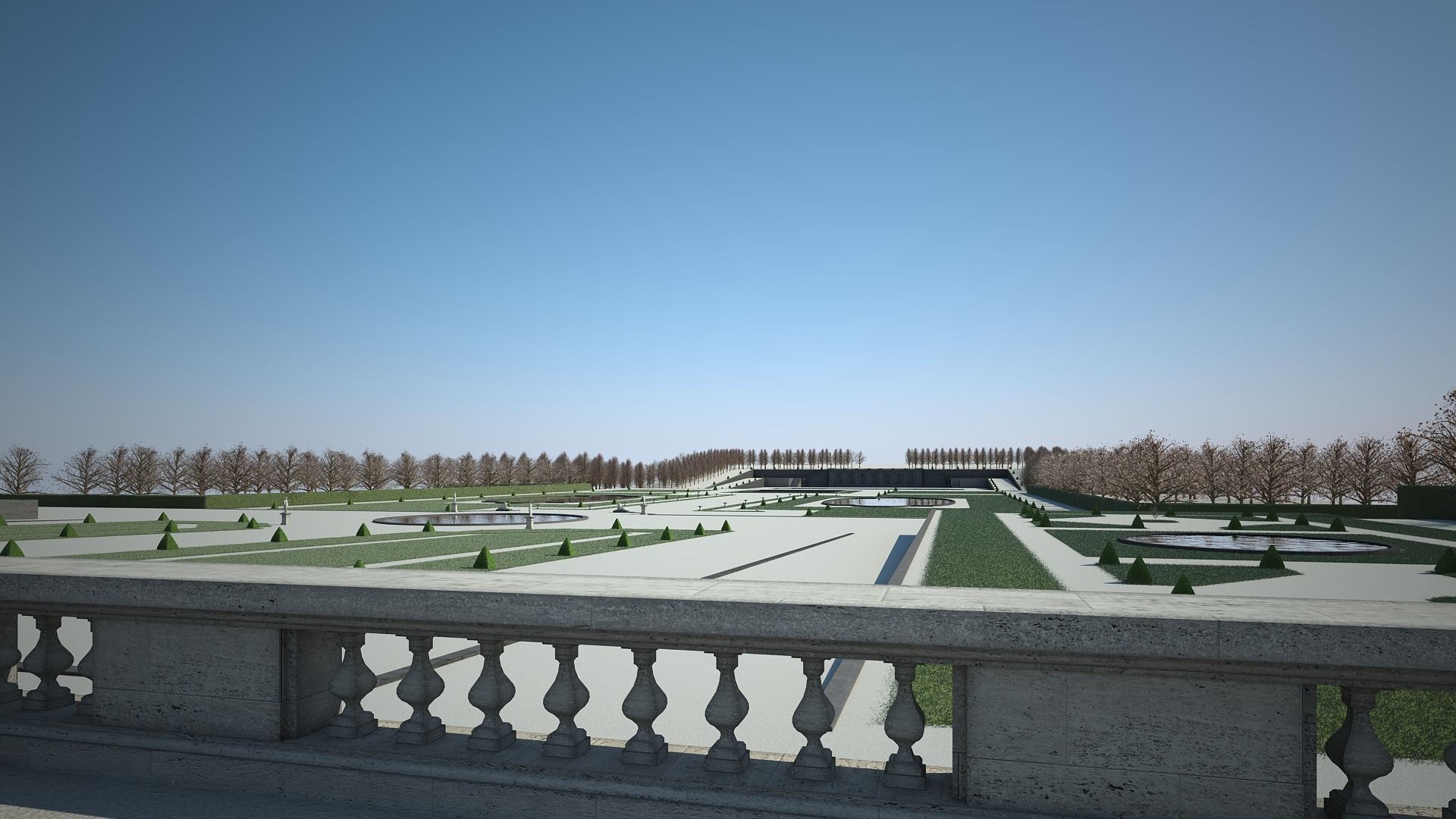 Chateau and Garden 3D model_2