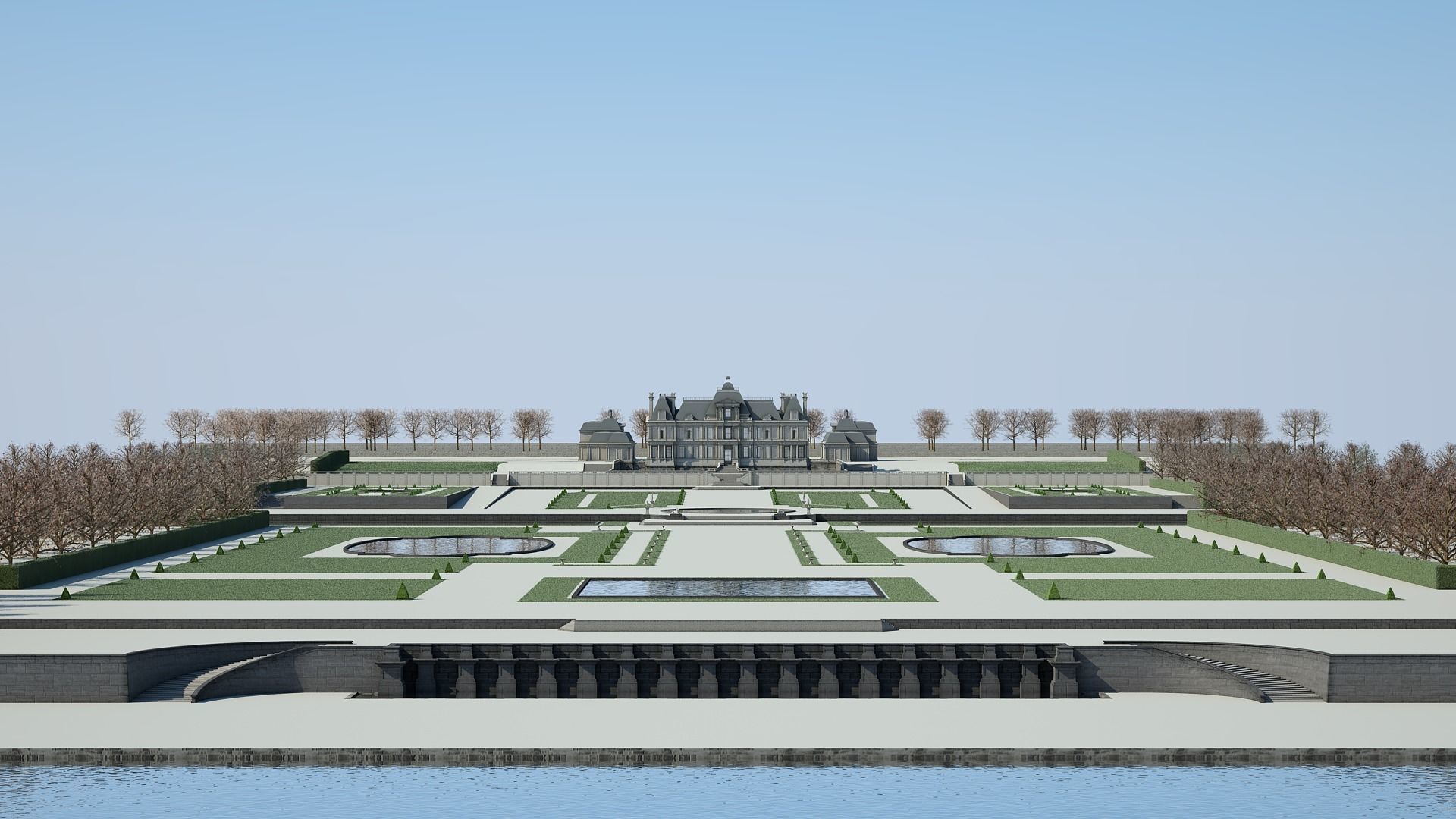 Chateau and Garden 3D model_3