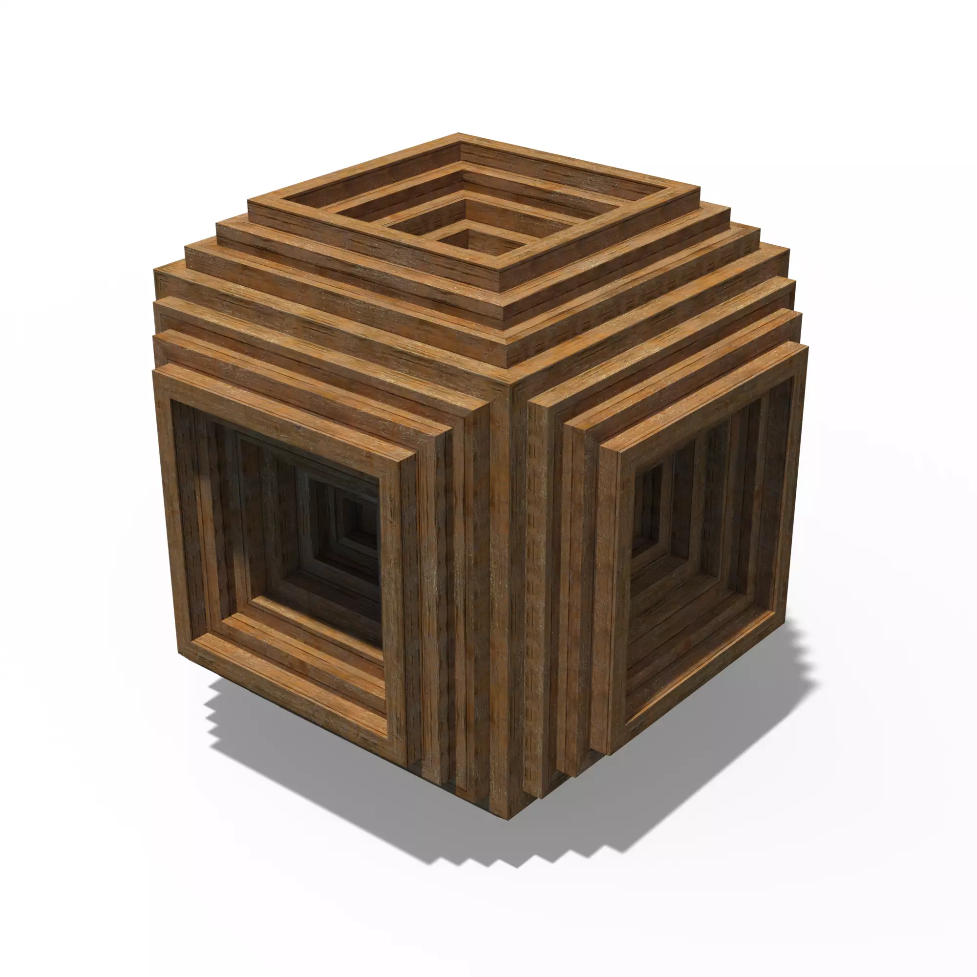 Relief wooden cube 3D model_0