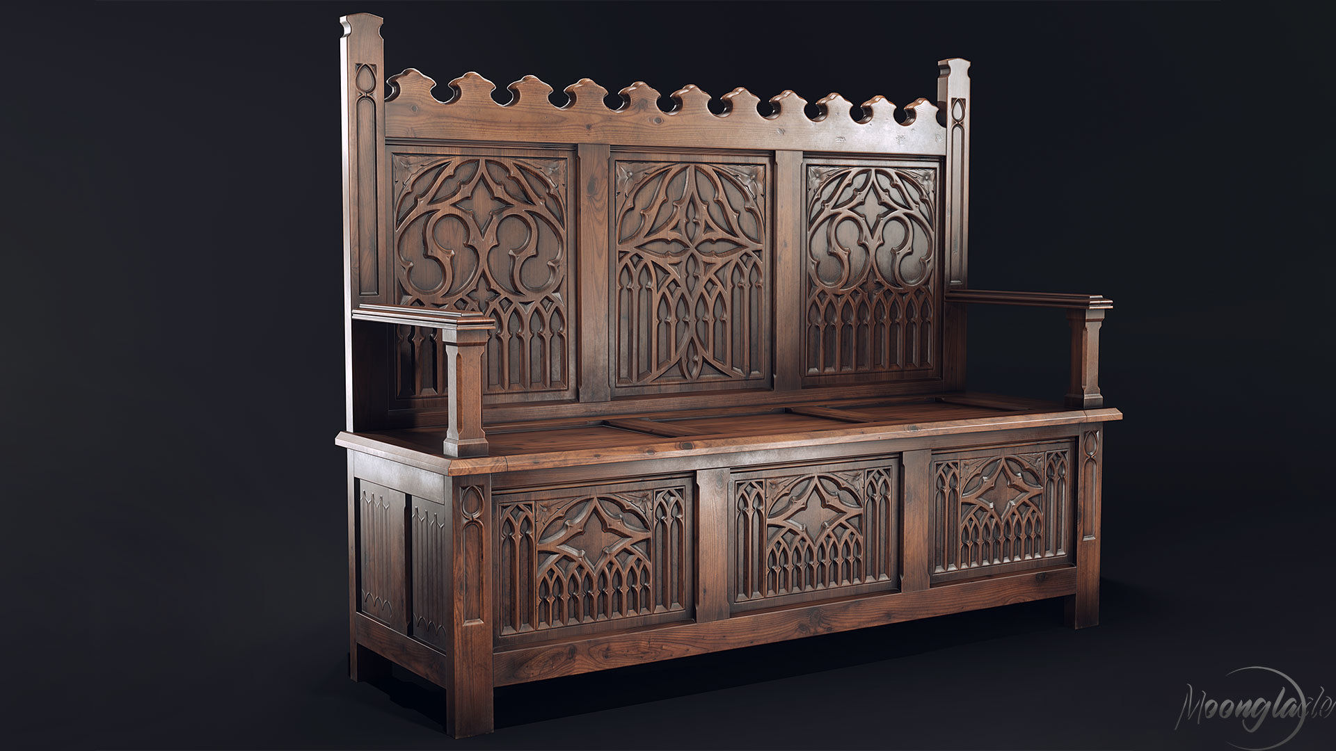 Gothic Furniture 2 Low-poly 3D model_2