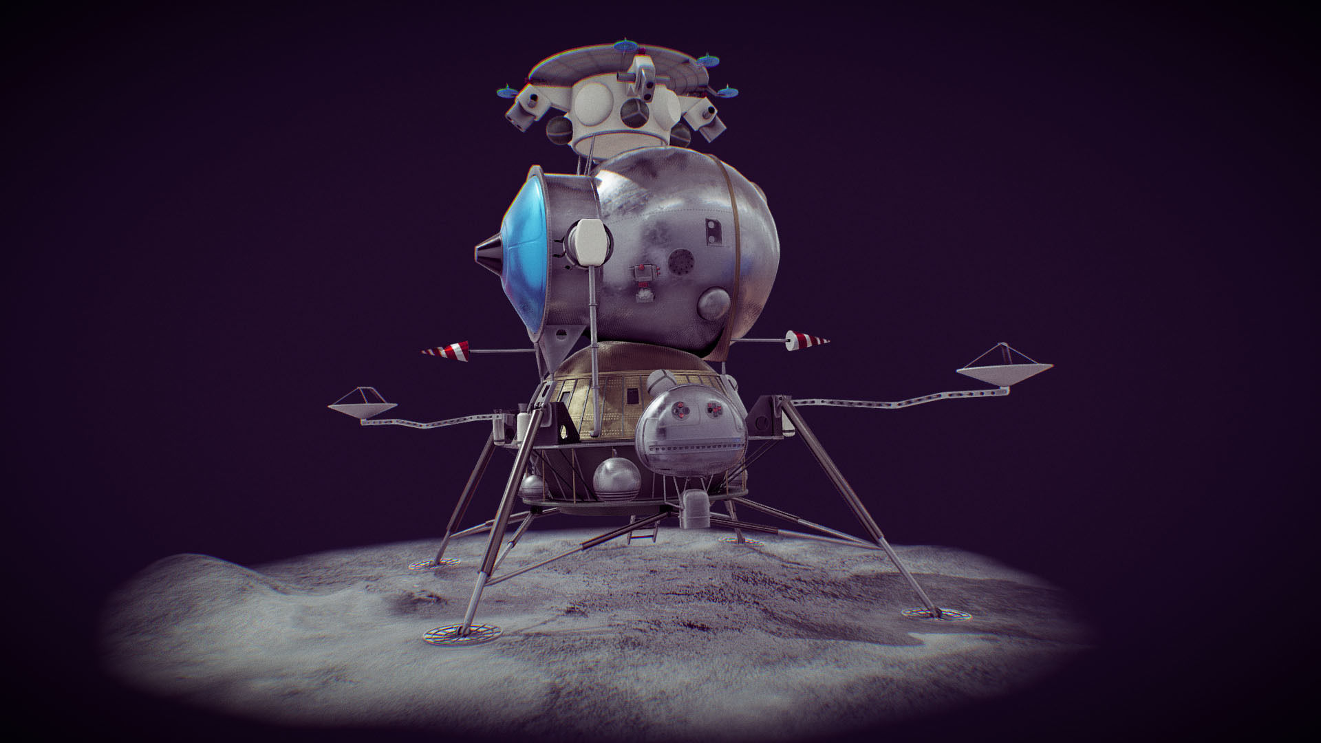 LK - Soviet Lunar Lander Low-poly 3D model_26