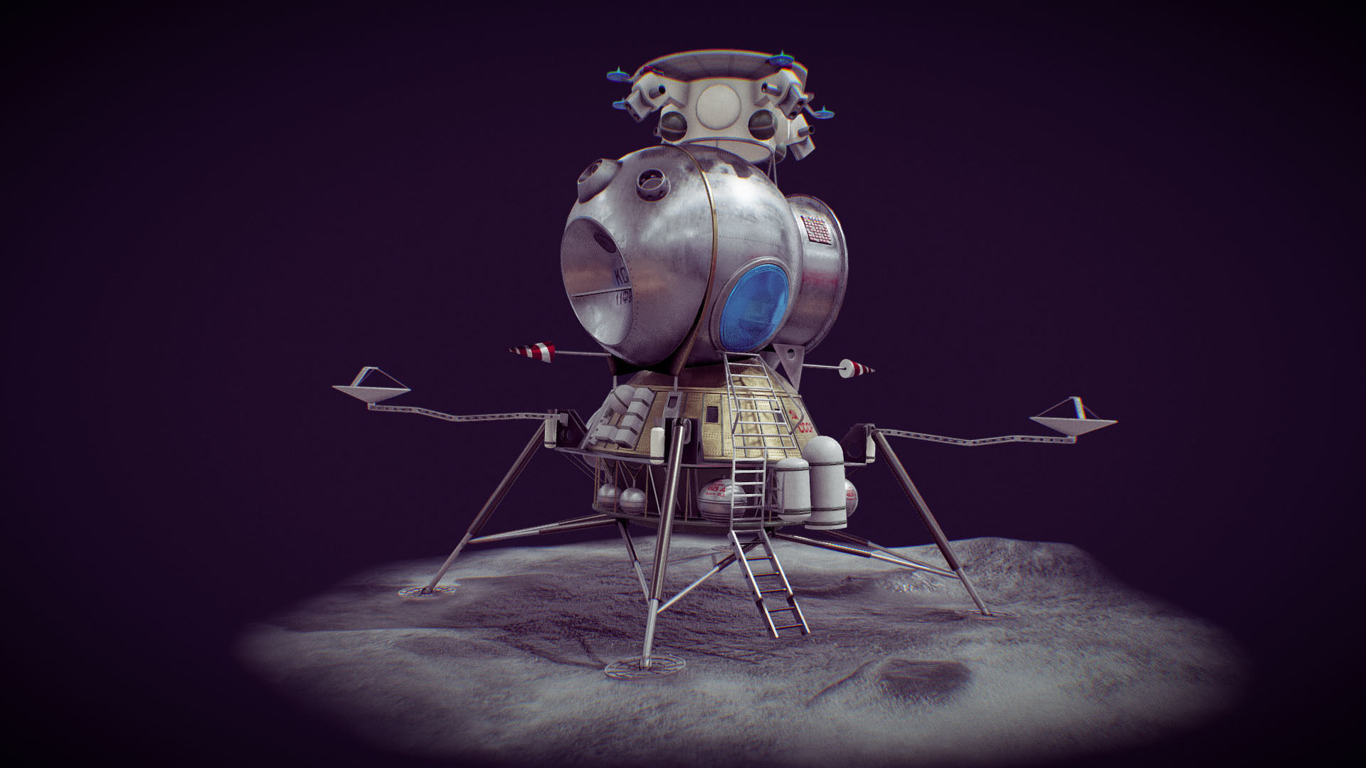 LK - Soviet Lunar Lander Low-poly 3D model_30