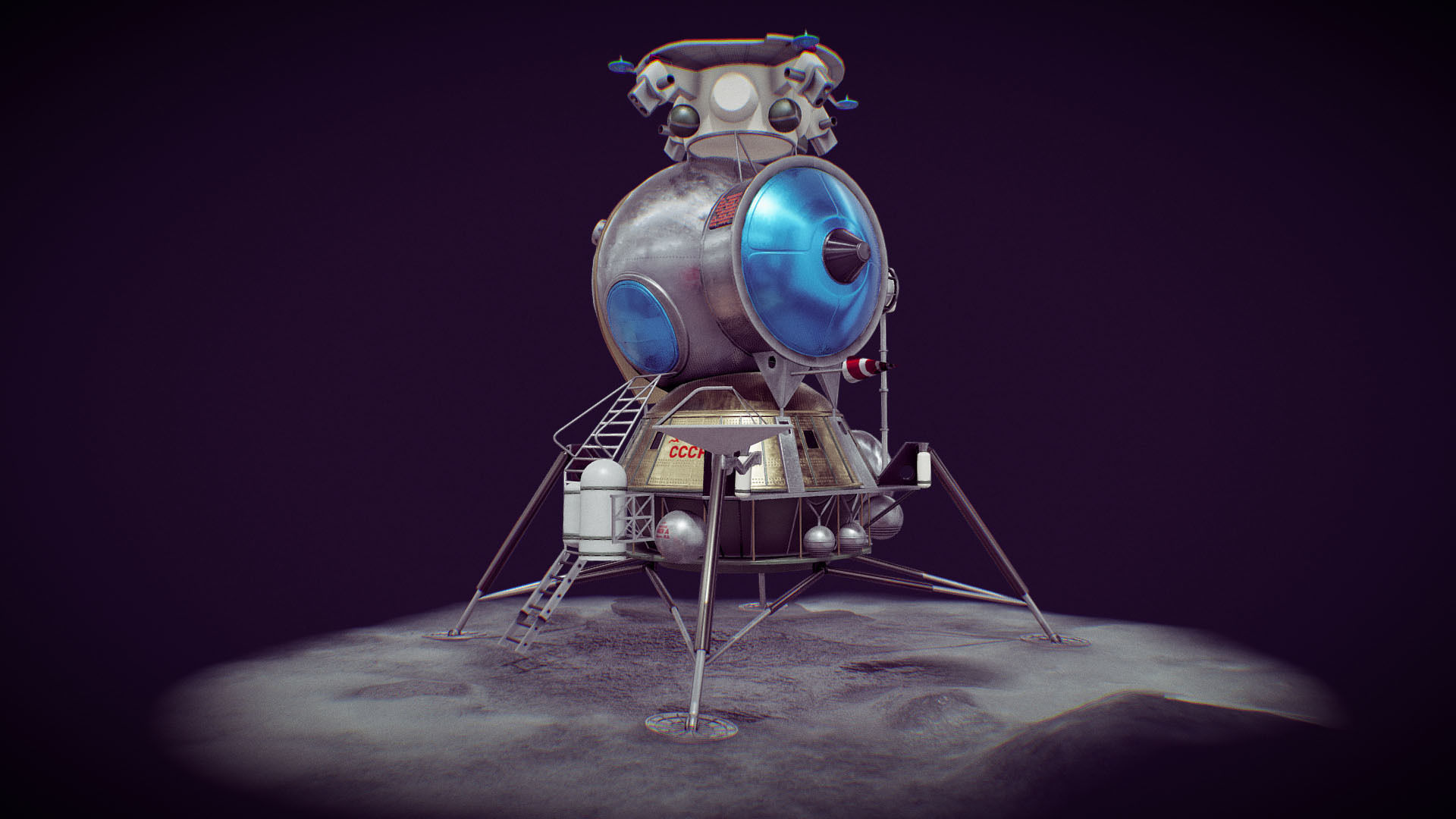LK - Soviet Lunar Lander Low-poly 3D model_5