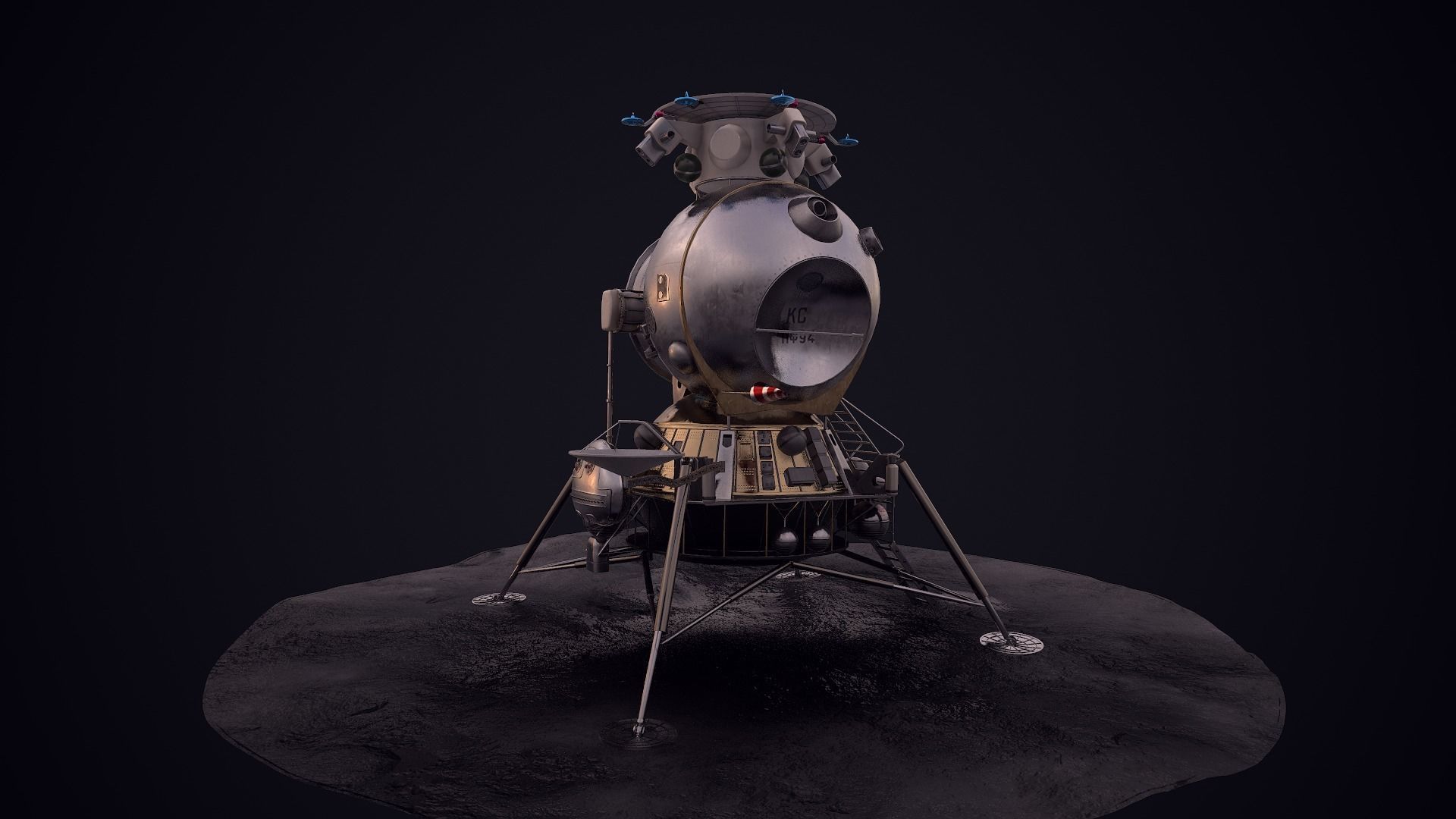 LK - Soviet Lunar Lander Low-poly 3D model_44