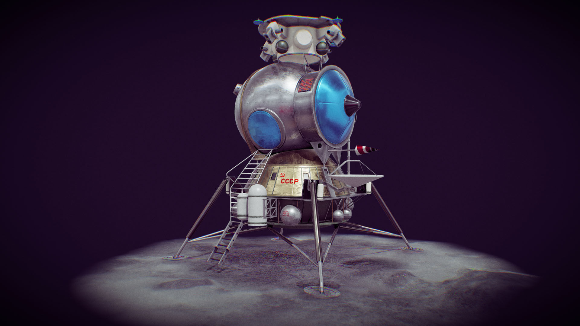 LK - Soviet Lunar Lander Low-poly 3D model_33