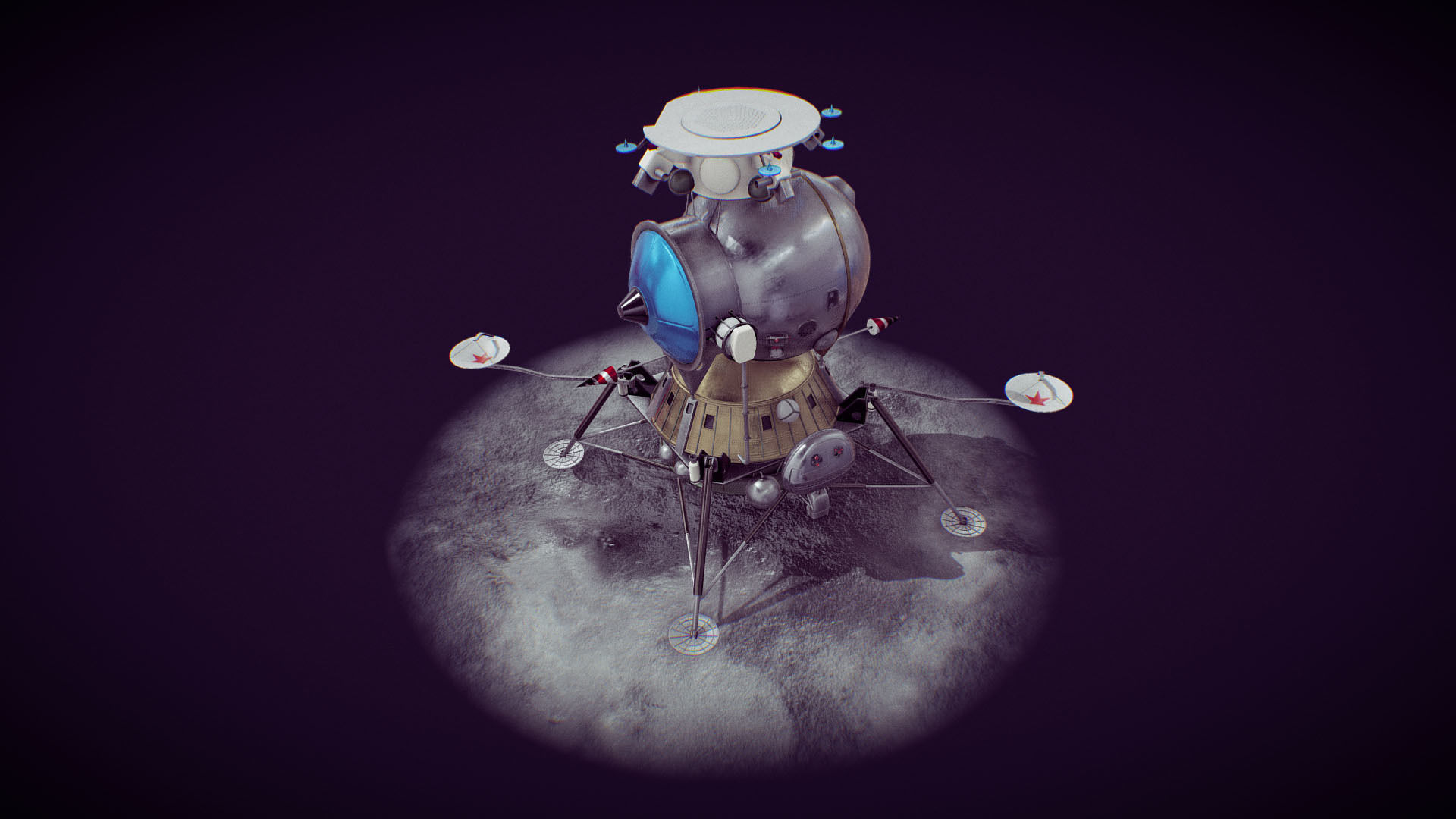 LK - Soviet Lunar Lander Low-poly 3D model_4