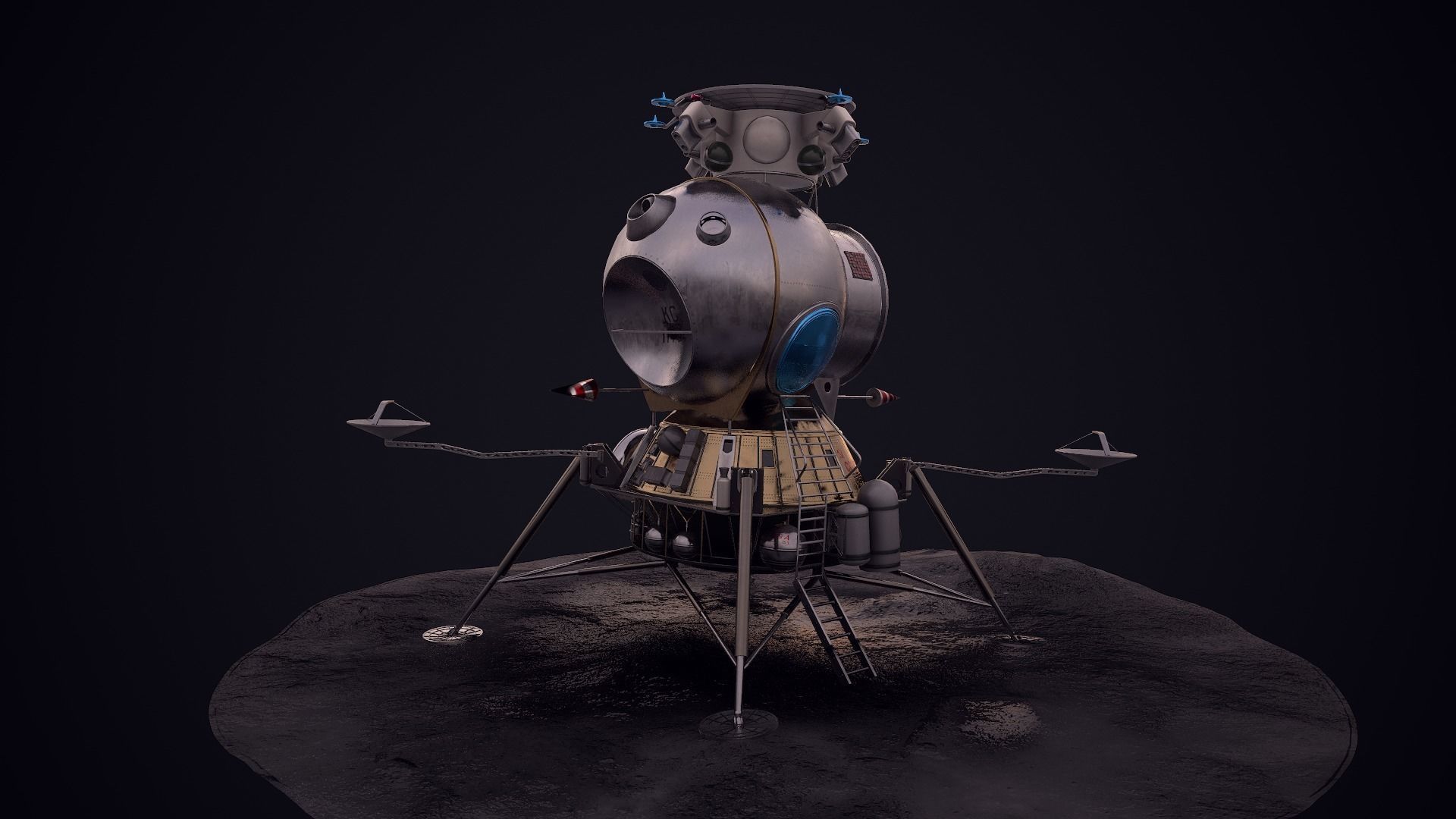 LK - Soviet Lunar Lander Low-poly 3D model_40