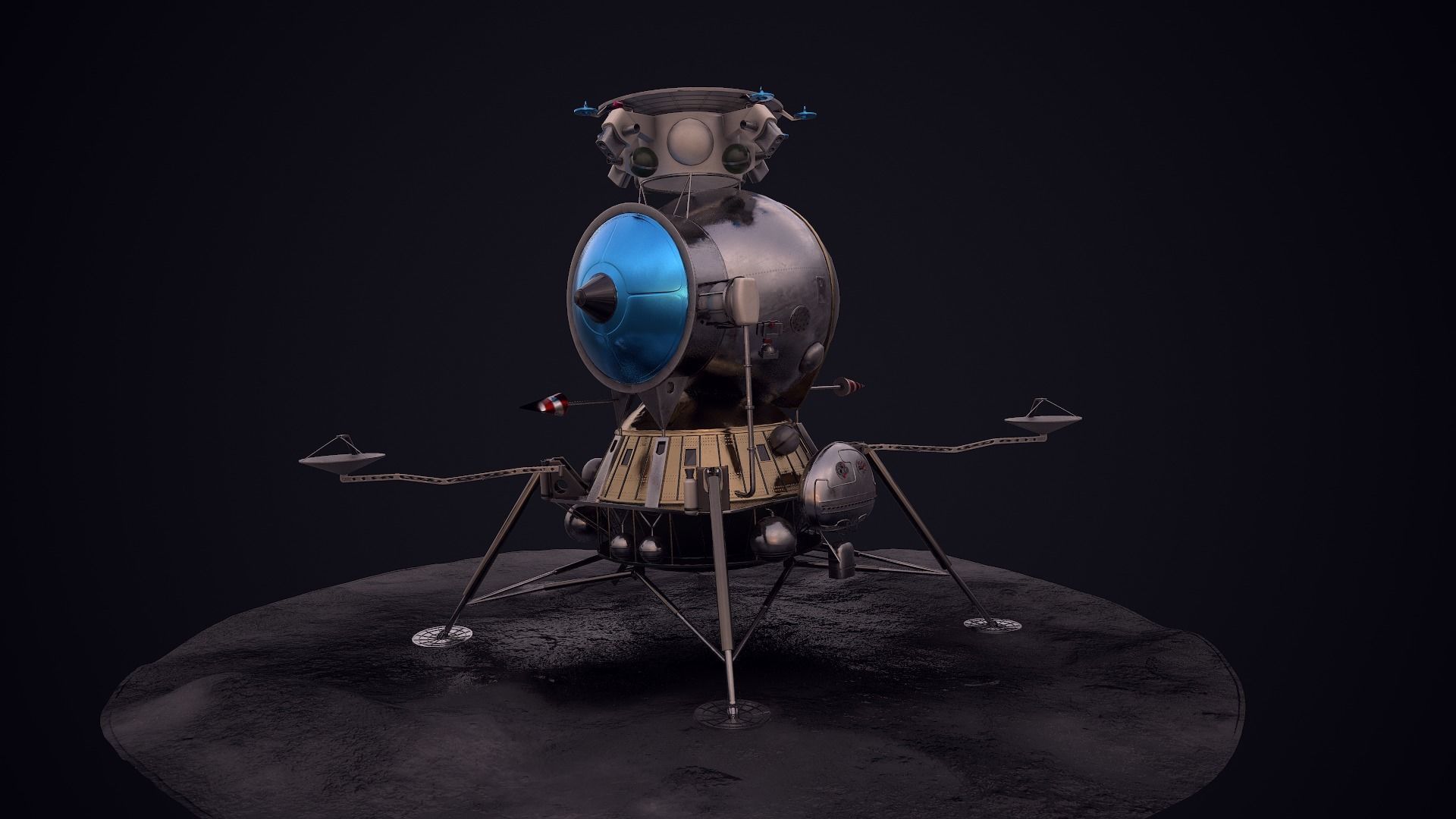 LK - Soviet Lunar Lander Low-poly 3D model_35