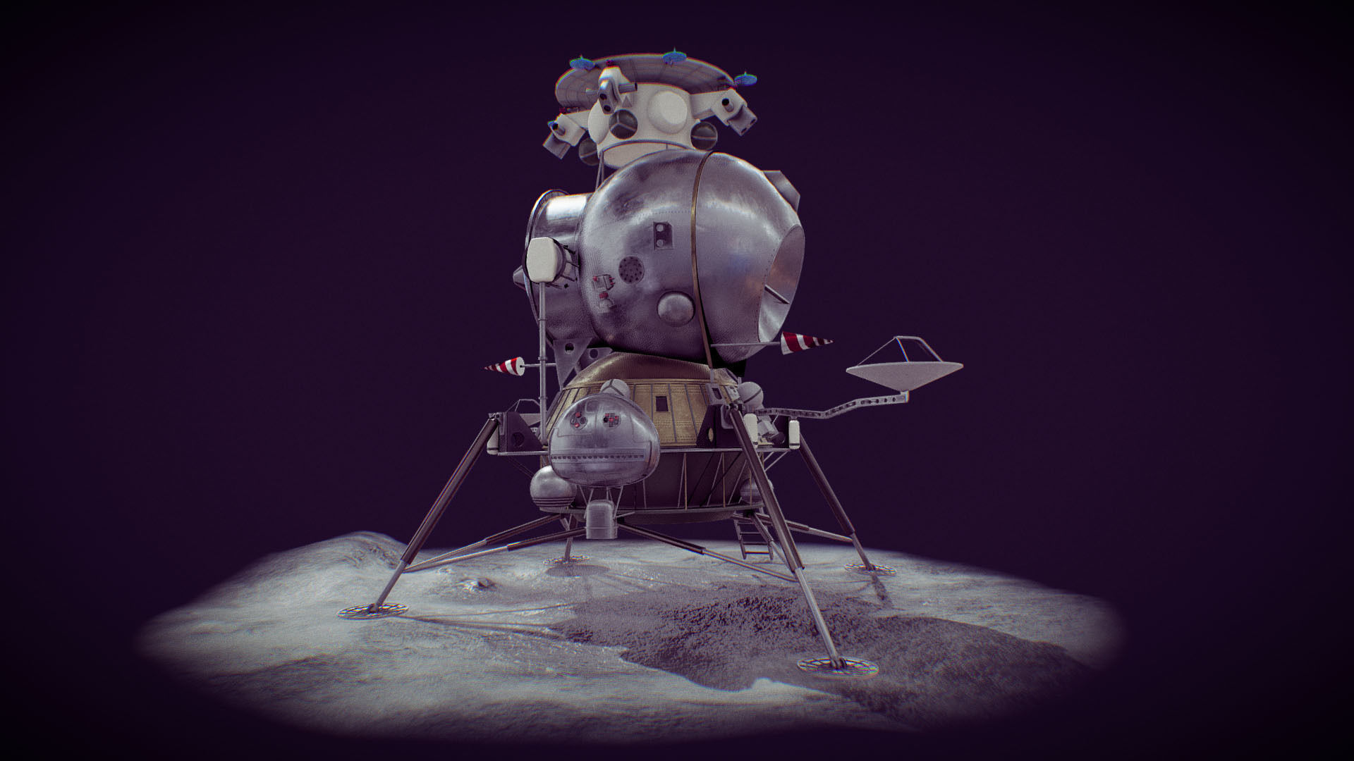 LK - Soviet Lunar Lander Low-poly 3D model_27