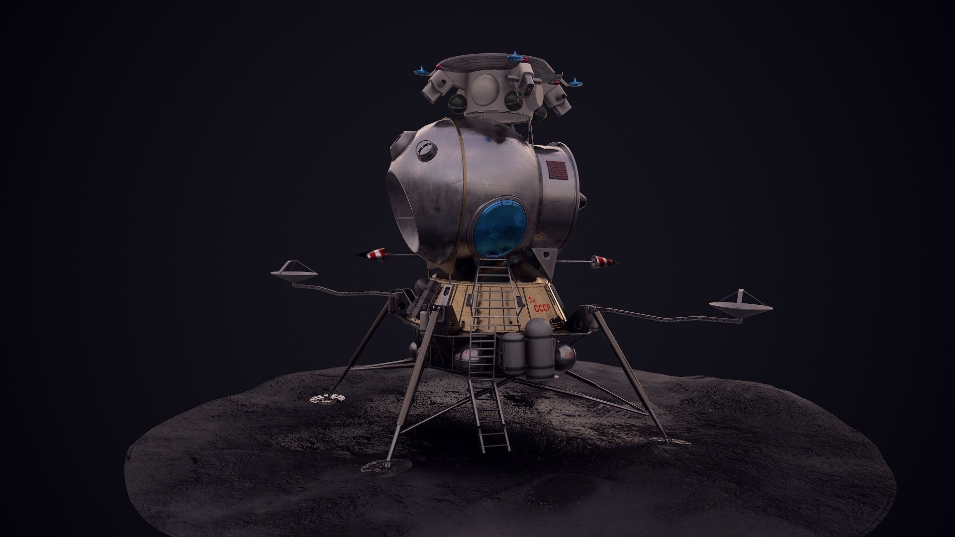 LK - Soviet Lunar Lander Low-poly 3D model_41