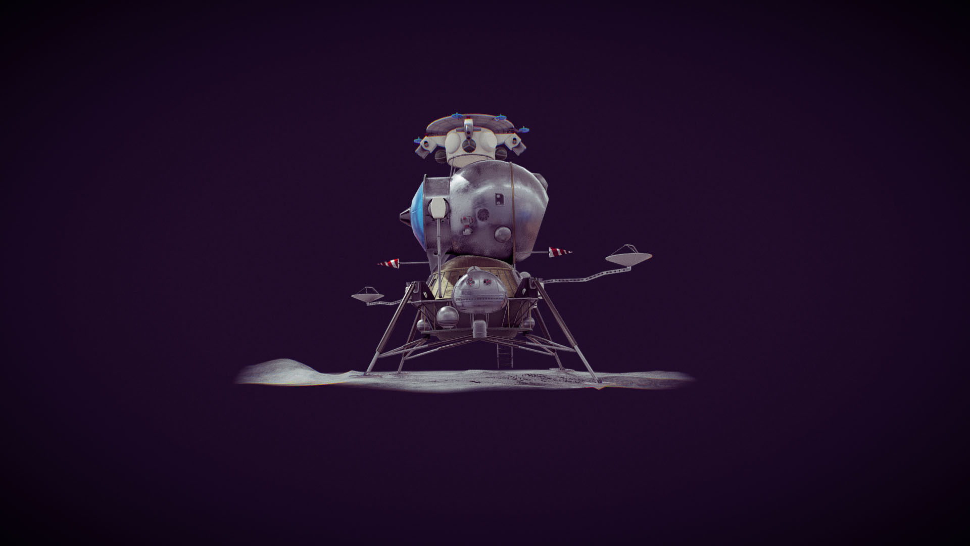 LK - Soviet Lunar Lander Low-poly 3D model_15