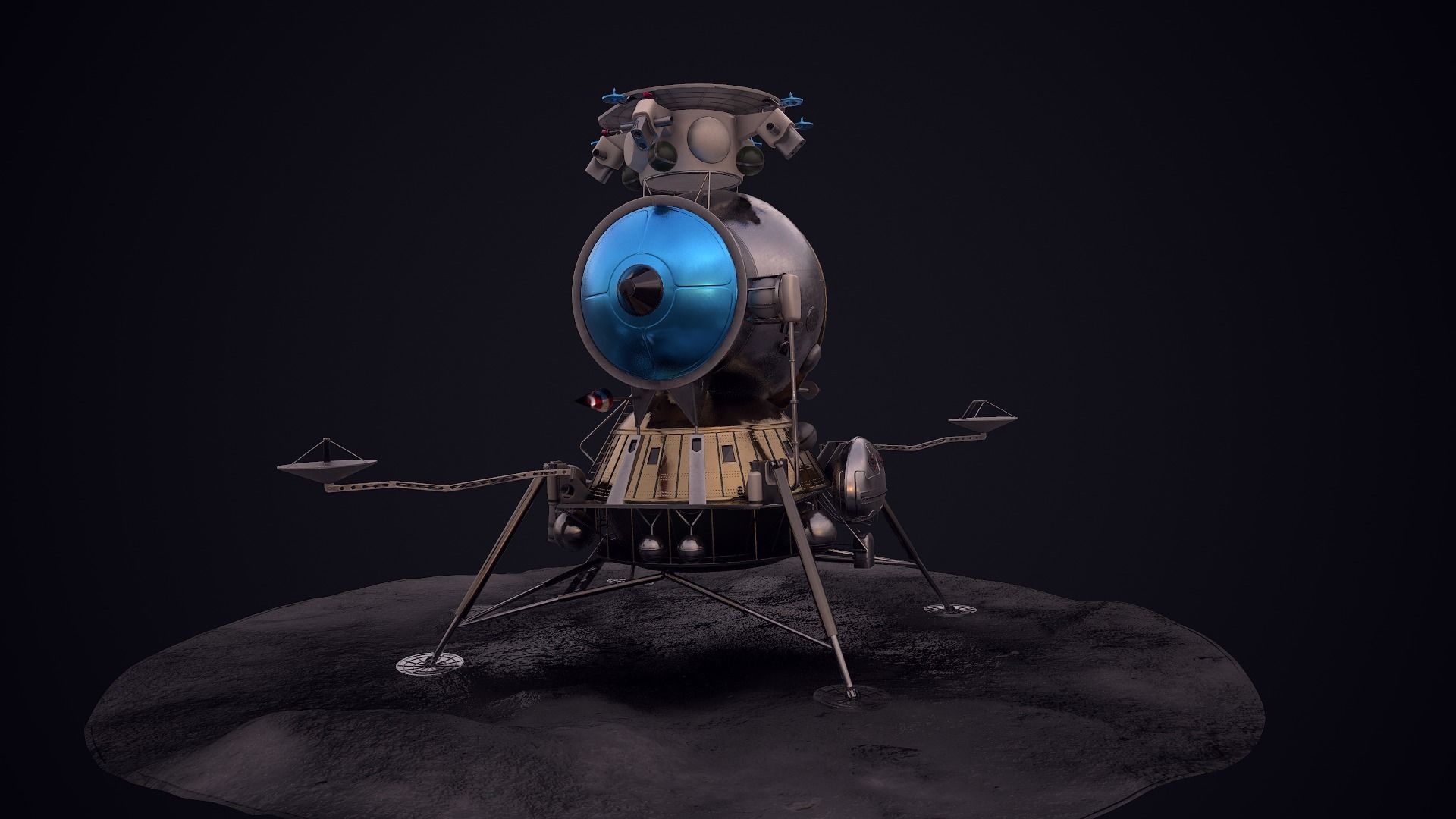 LK - Soviet Lunar Lander Low-poly 3D model_34