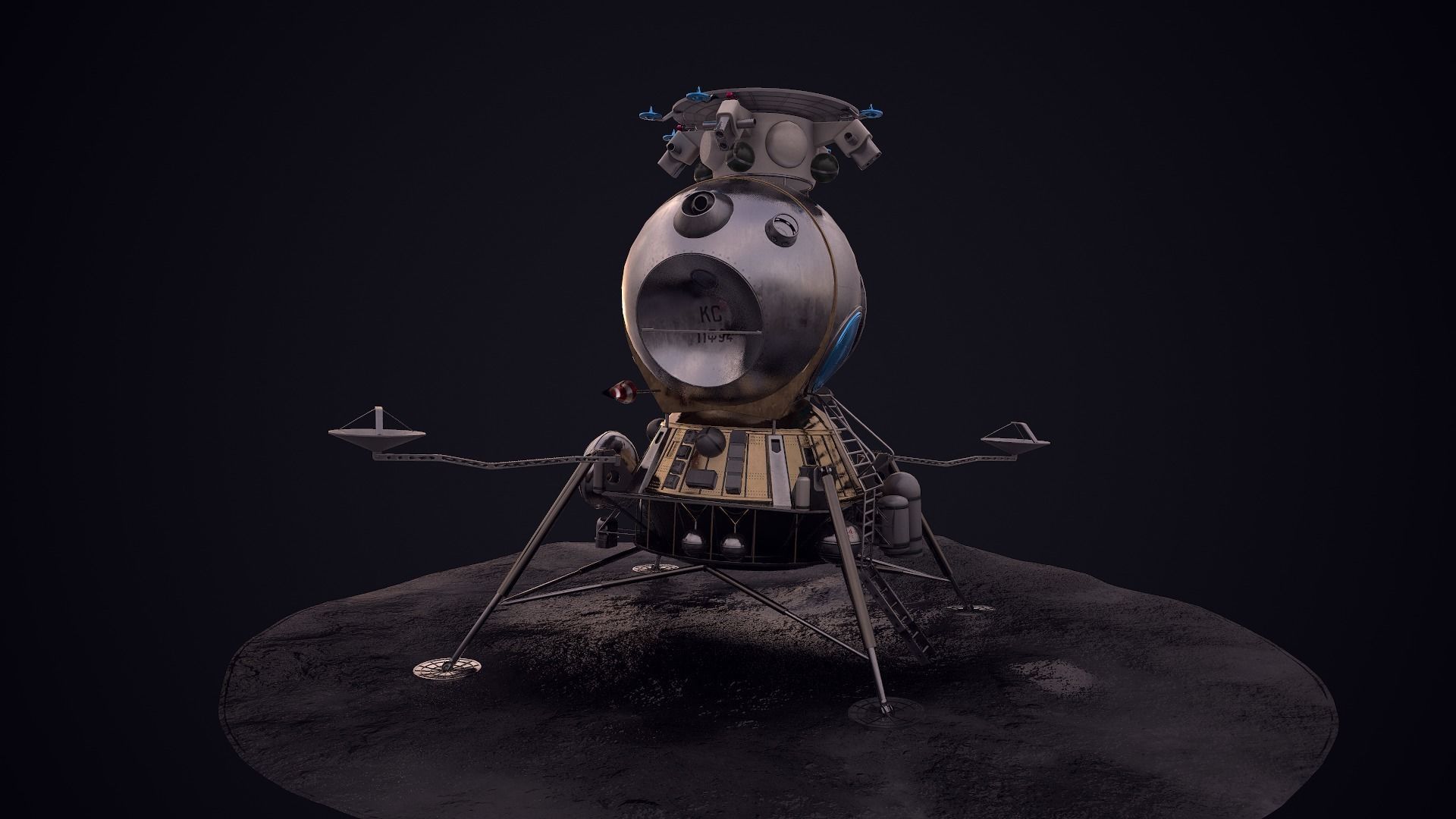 LK - Soviet Lunar Lander Low-poly 3D model_39