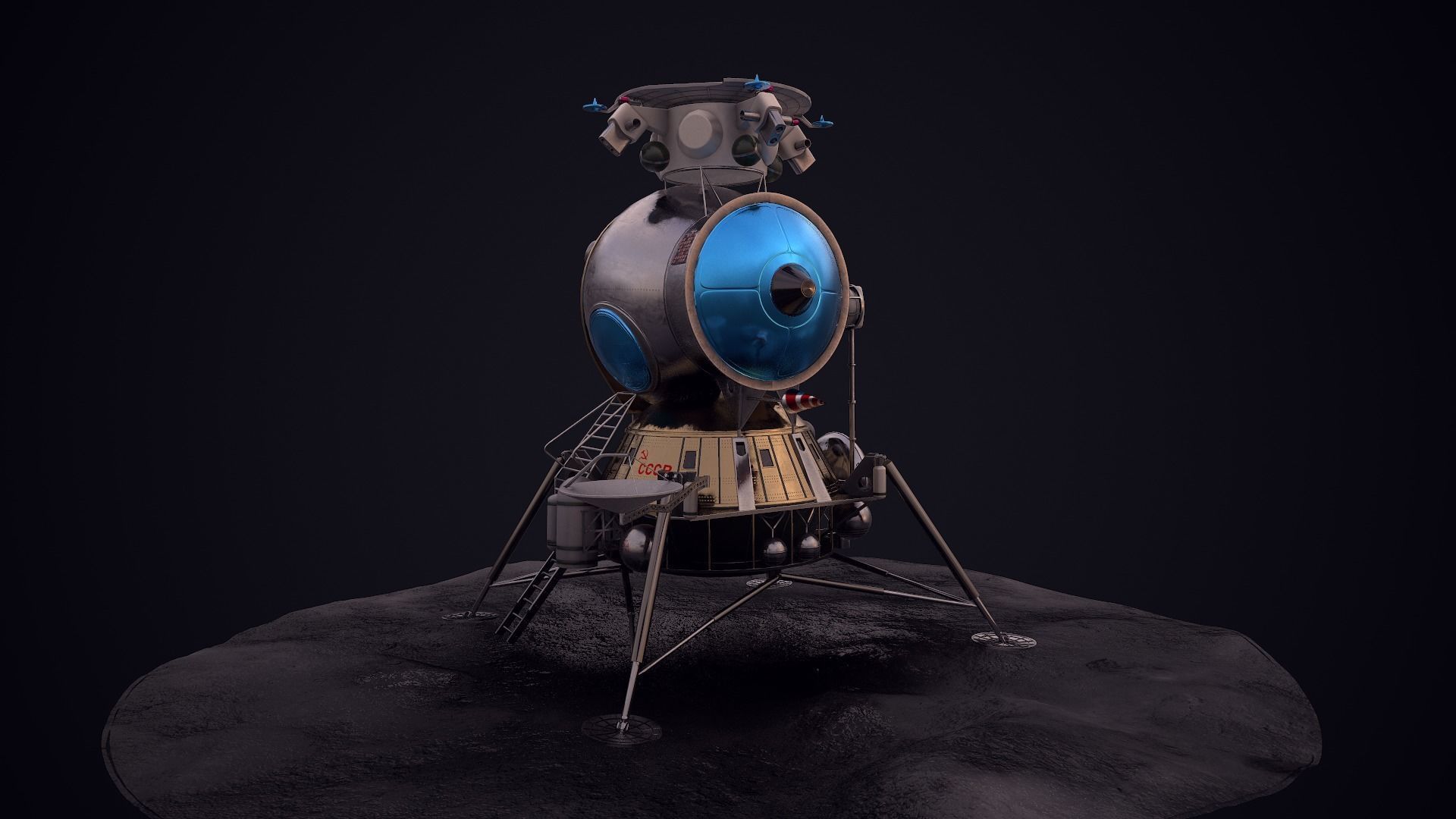 LK - Soviet Lunar Lander Low-poly 3D model_36