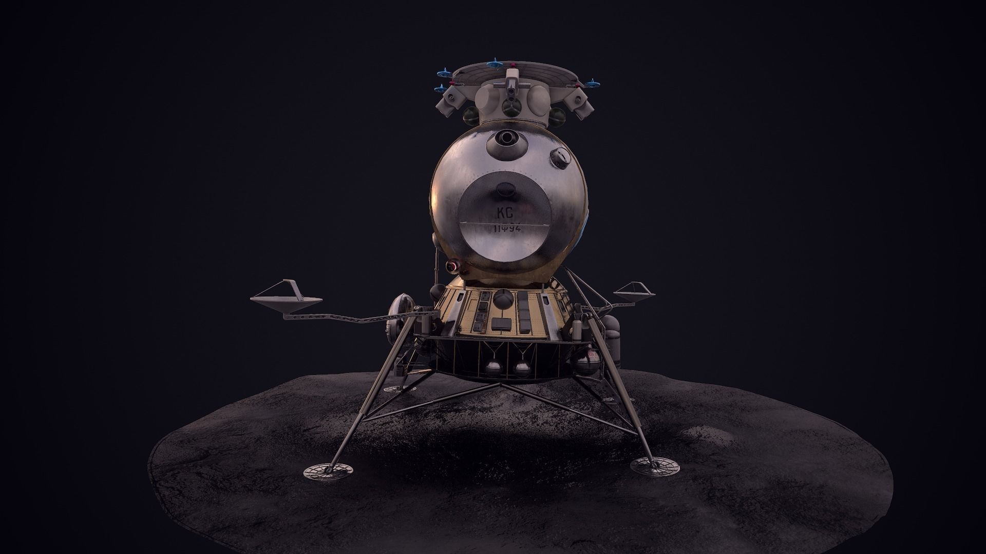 LK - Soviet Lunar Lander Low-poly 3D model_38