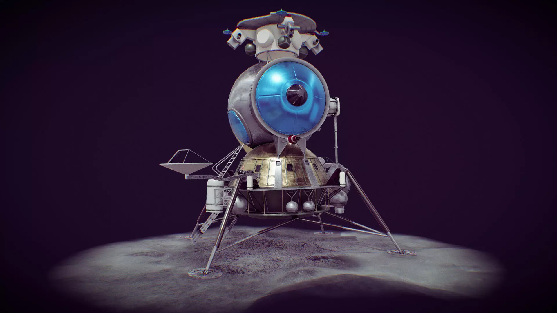LK - Soviet Lunar Lander Low-poly 3D model_0