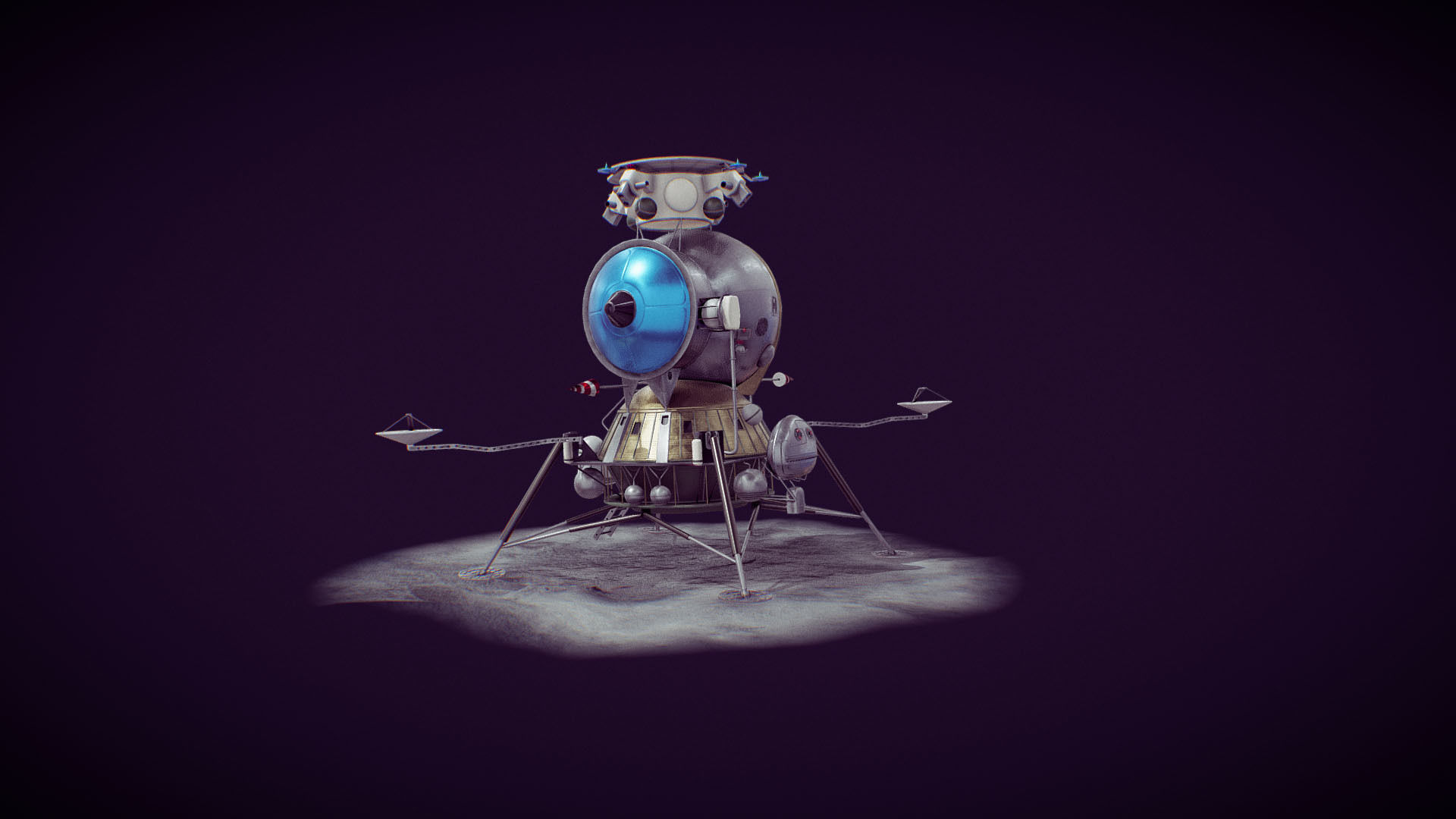 LK - Soviet Lunar Lander Low-poly 3D model_10