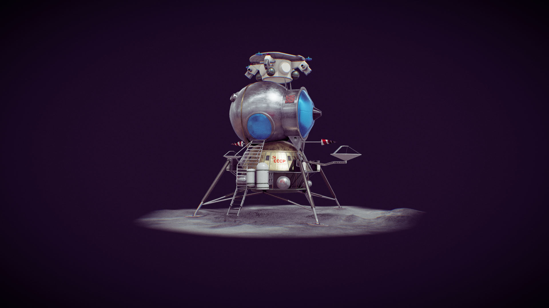 LK - Soviet Lunar Lander Low-poly 3D model_12