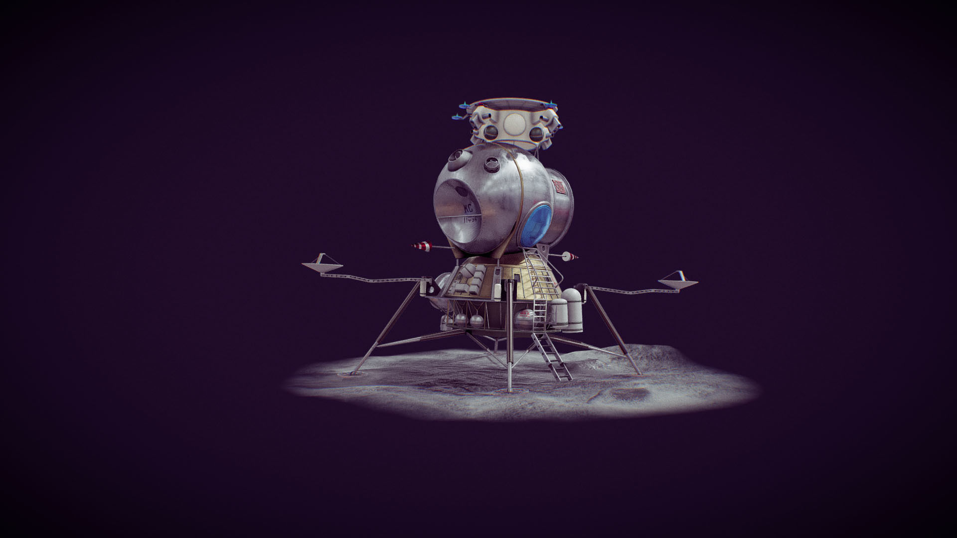 LK - Soviet Lunar Lander Low-poly 3D model_13