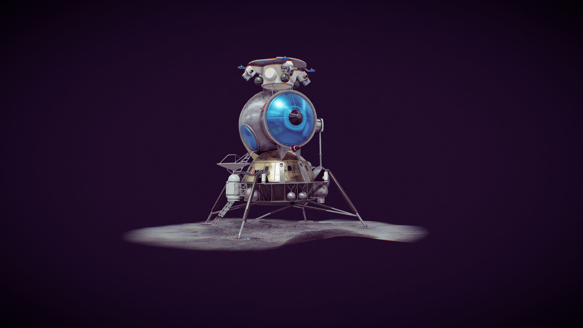 LK - Soviet Lunar Lander Low-poly 3D model_11