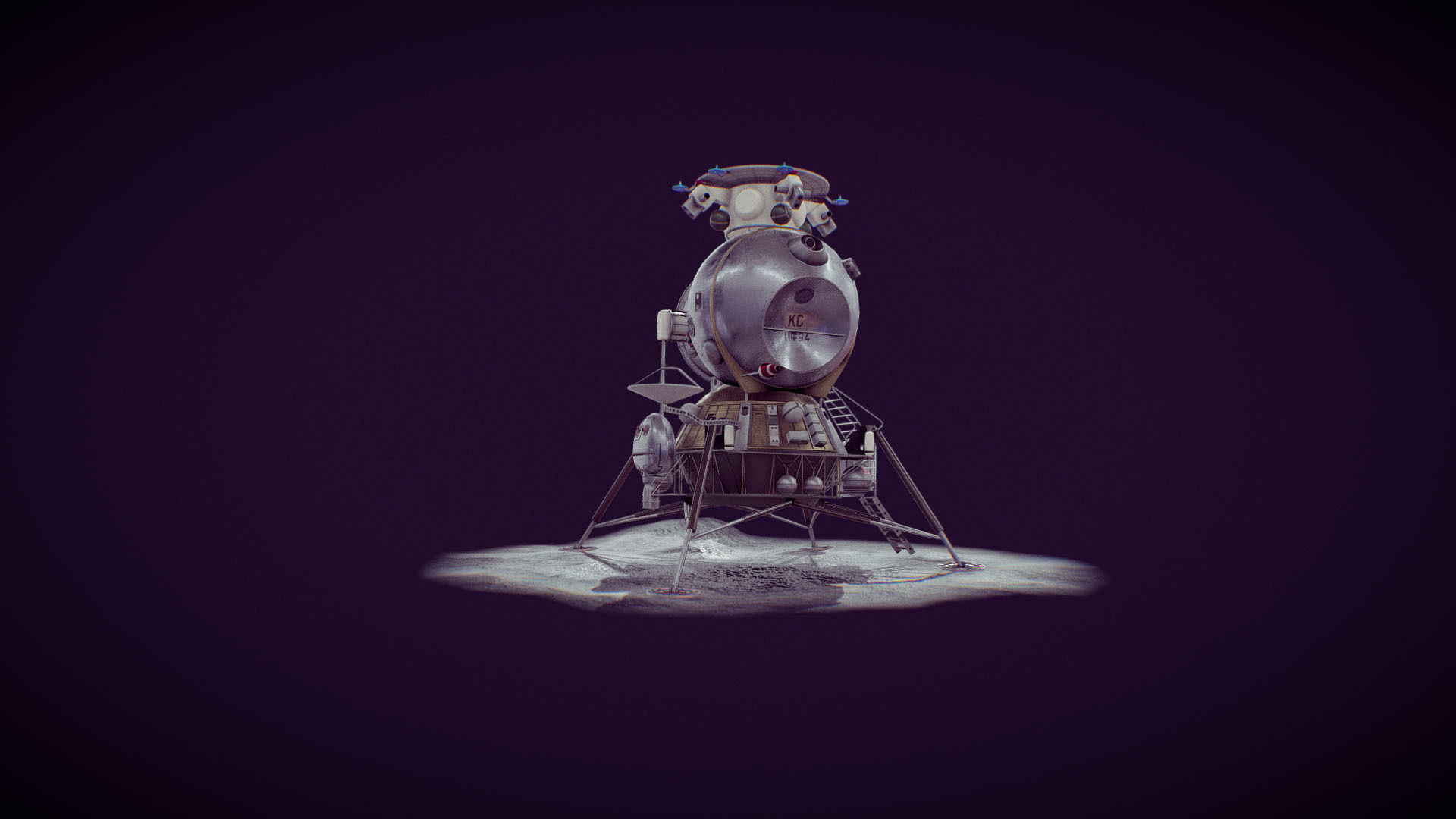 LK - Soviet Lunar Lander Low-poly 3D model_14
