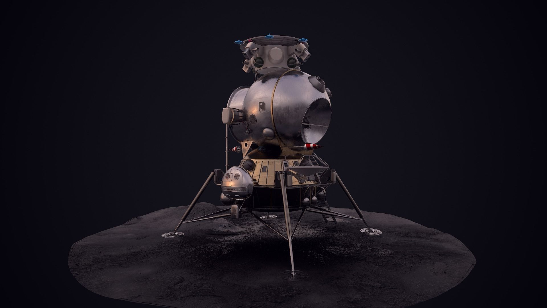LK - Soviet Lunar Lander Low-poly 3D model_43