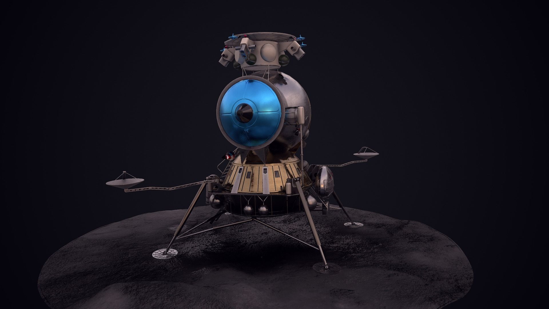 LK - Soviet Lunar Lander Low-poly 3D model_50