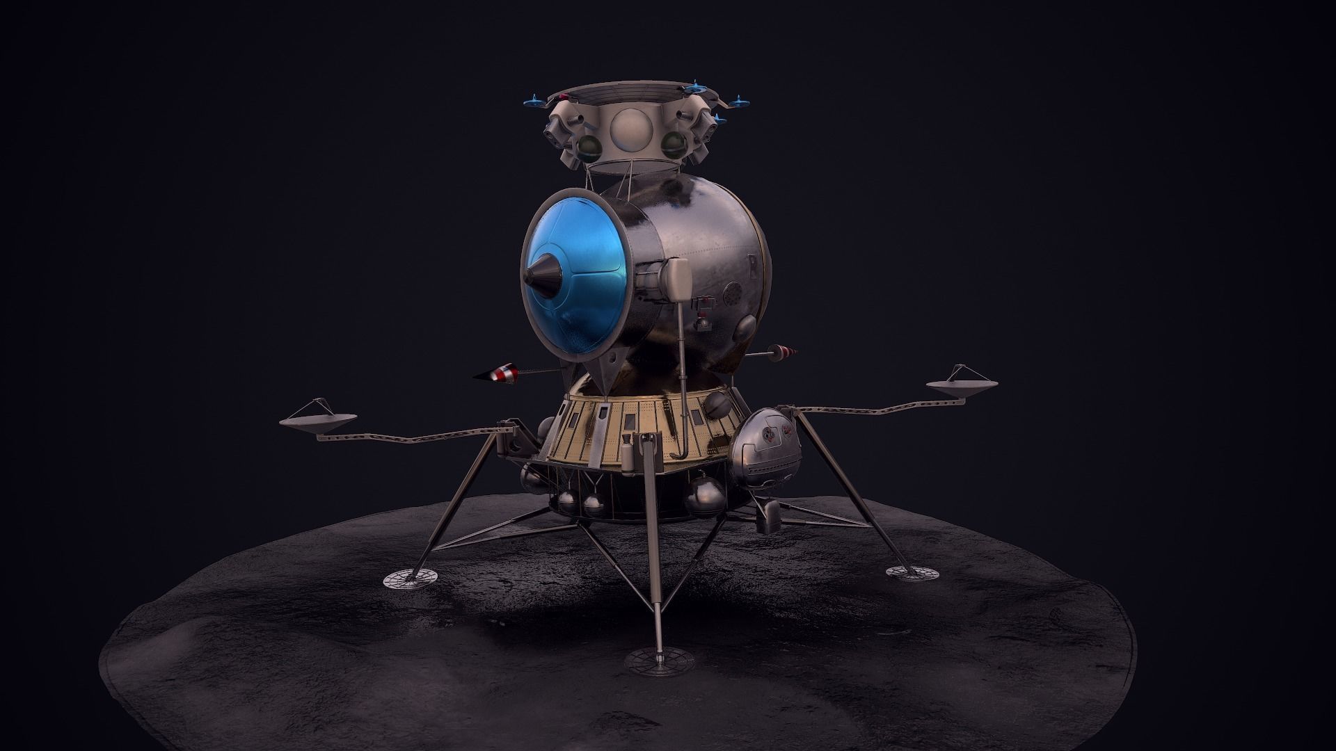 LK - Soviet Lunar Lander Low-poly 3D model_49