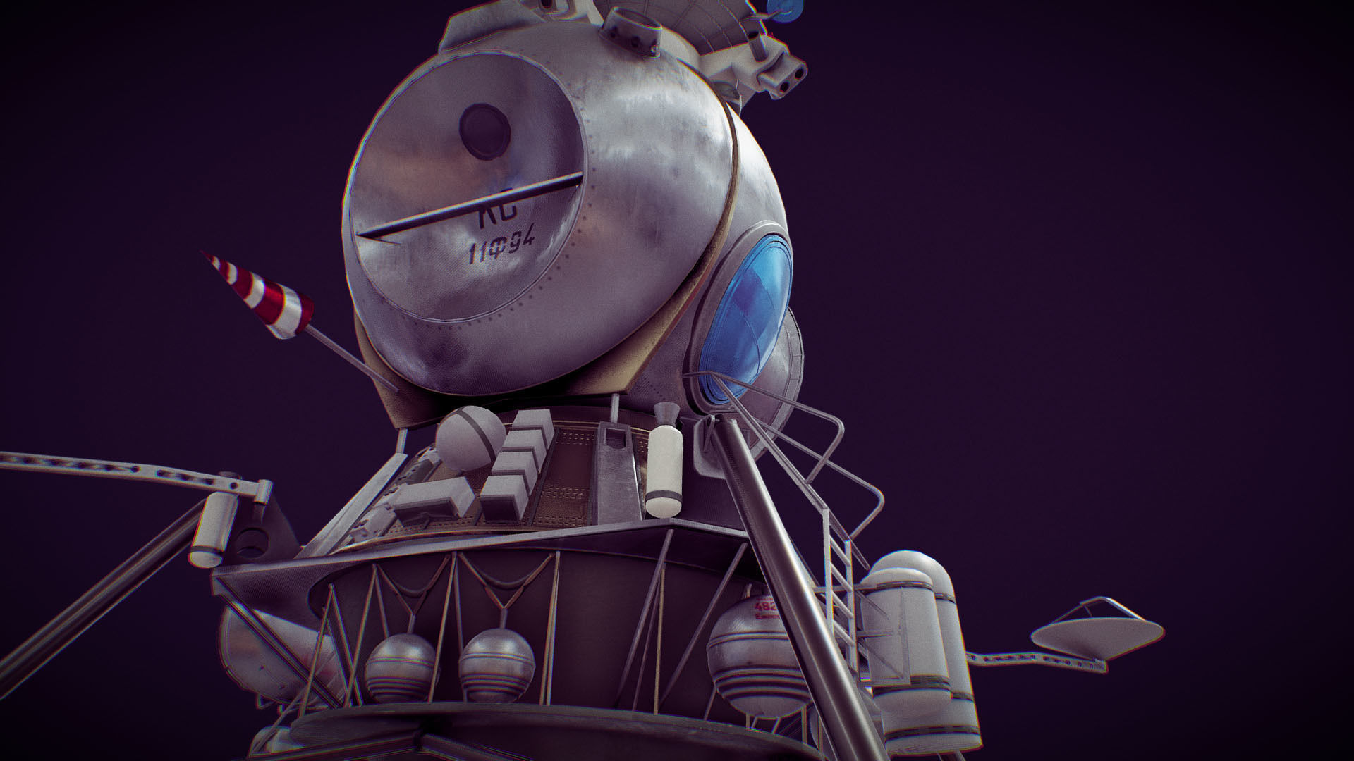 LK - Soviet Lunar Lander Low-poly 3D model_3
