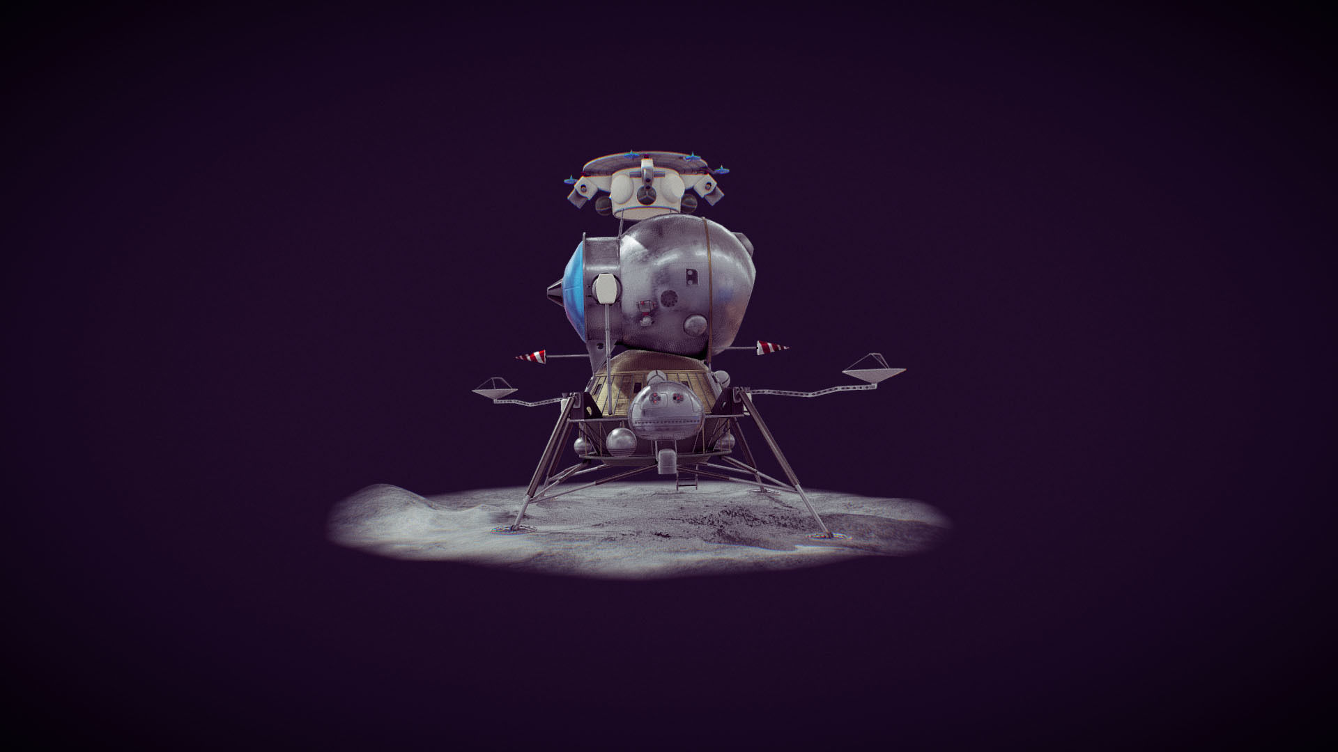 LK - Soviet Lunar Lander Low-poly 3D model_9