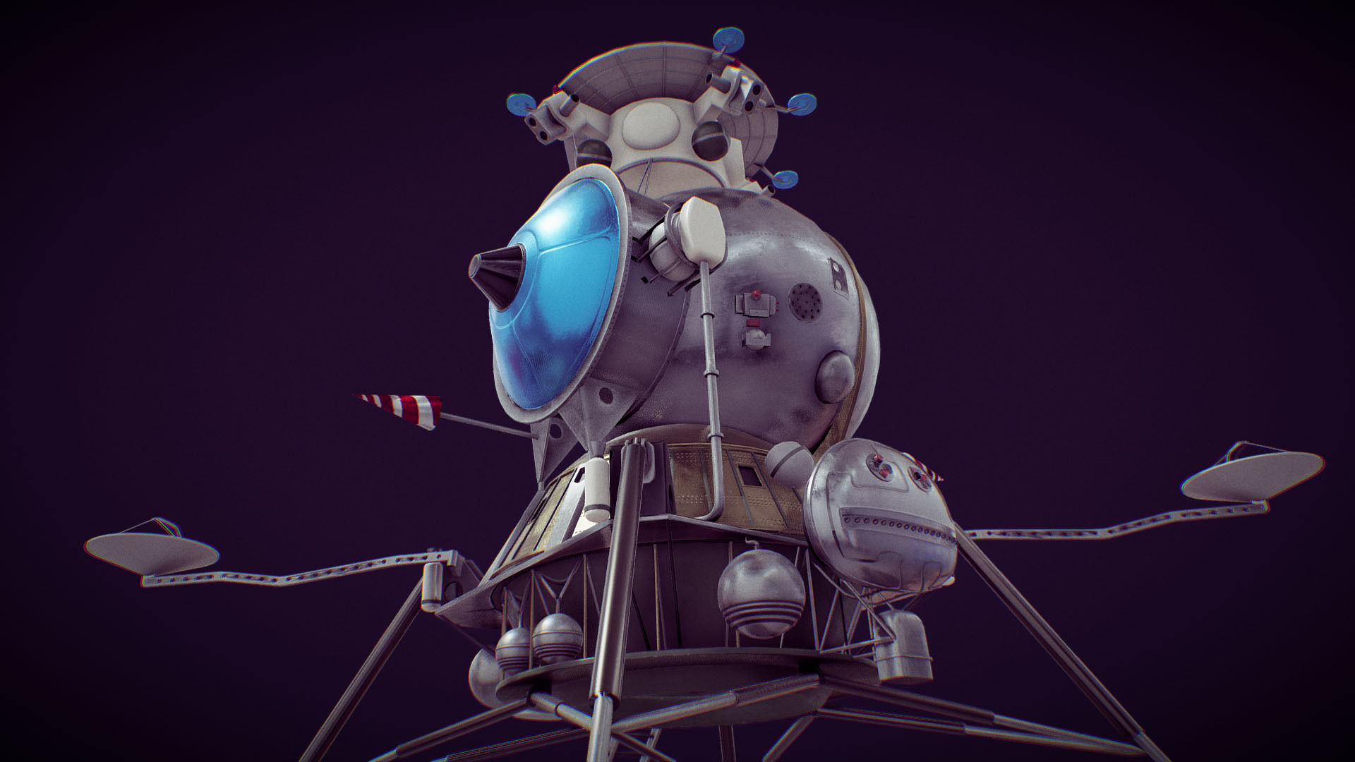 LK - Soviet Lunar Lander Low-poly 3D model_17