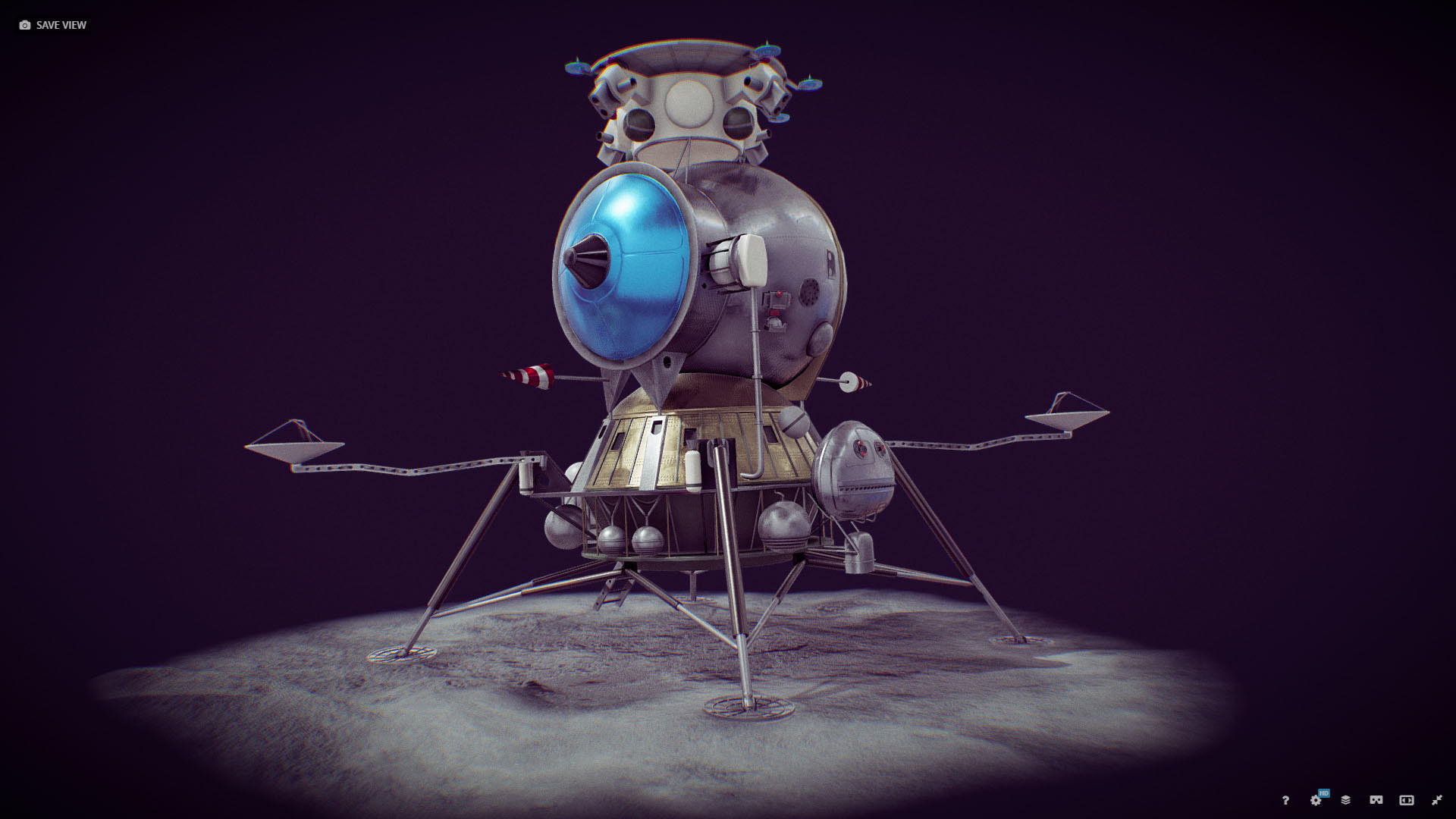LK - Soviet Lunar Lander Low-poly 3D model_25
