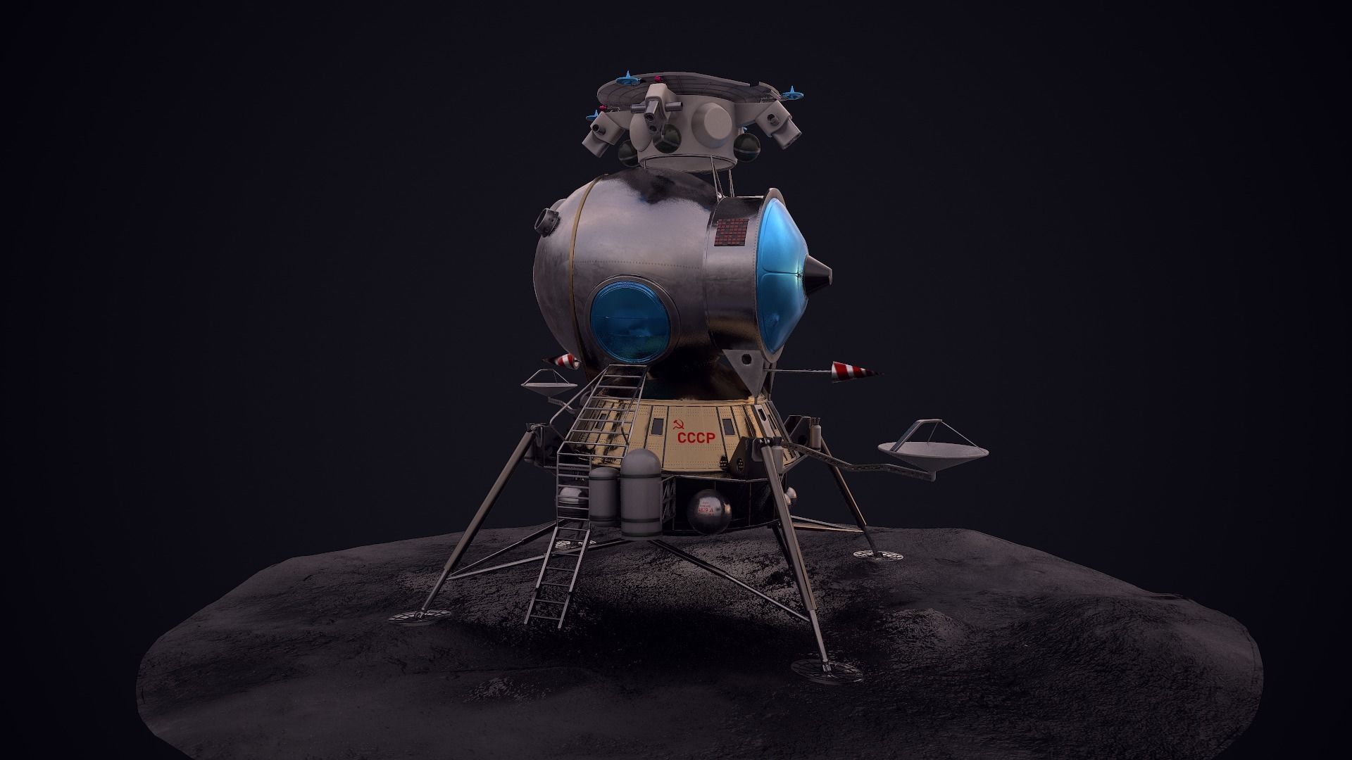 LK - Soviet Lunar Lander Low-poly 3D model_42