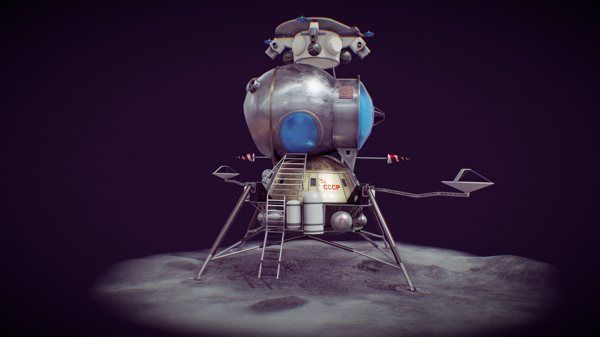 LK - Soviet Lunar Lander Low-poly 3D model_32