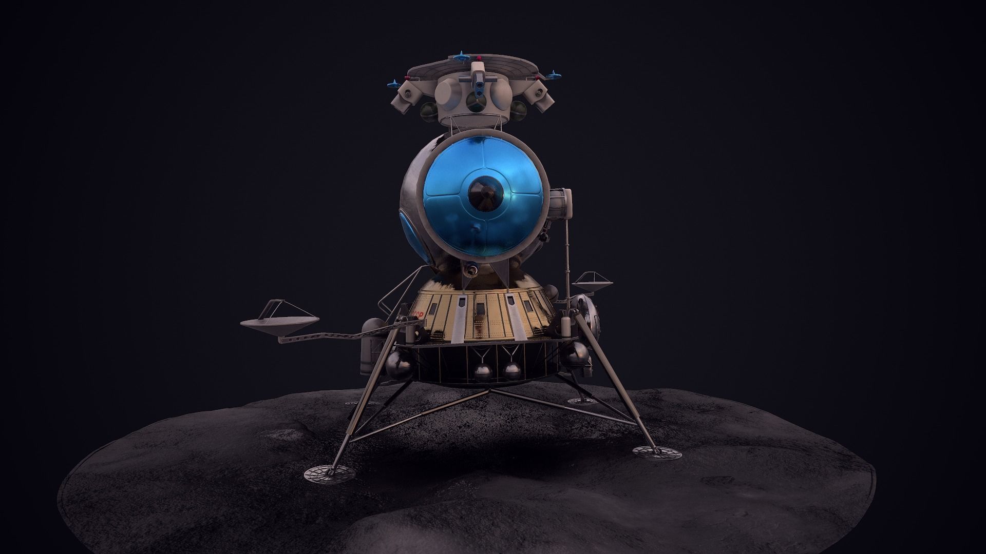 LK - Soviet Lunar Lander Low-poly 3D model_37