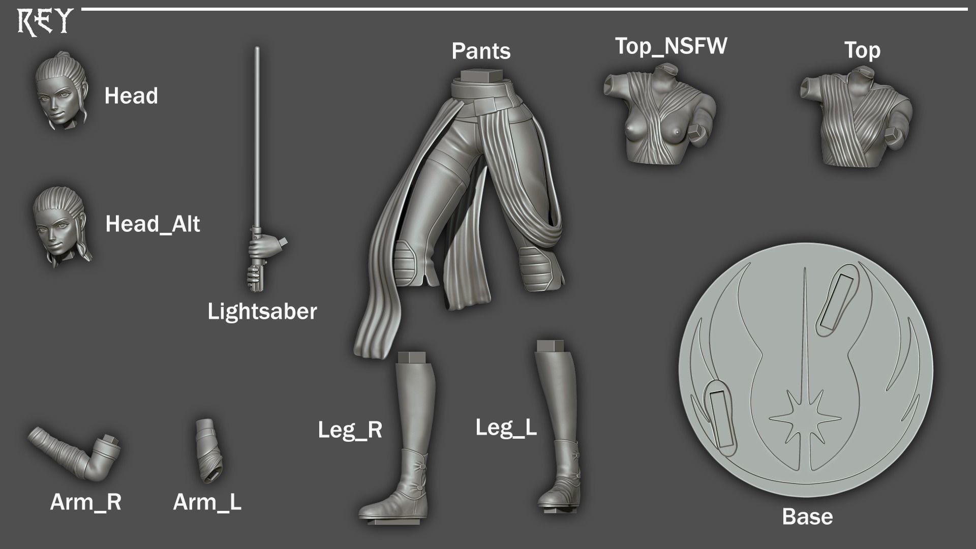 Rey - Star Wars 3D print model_3