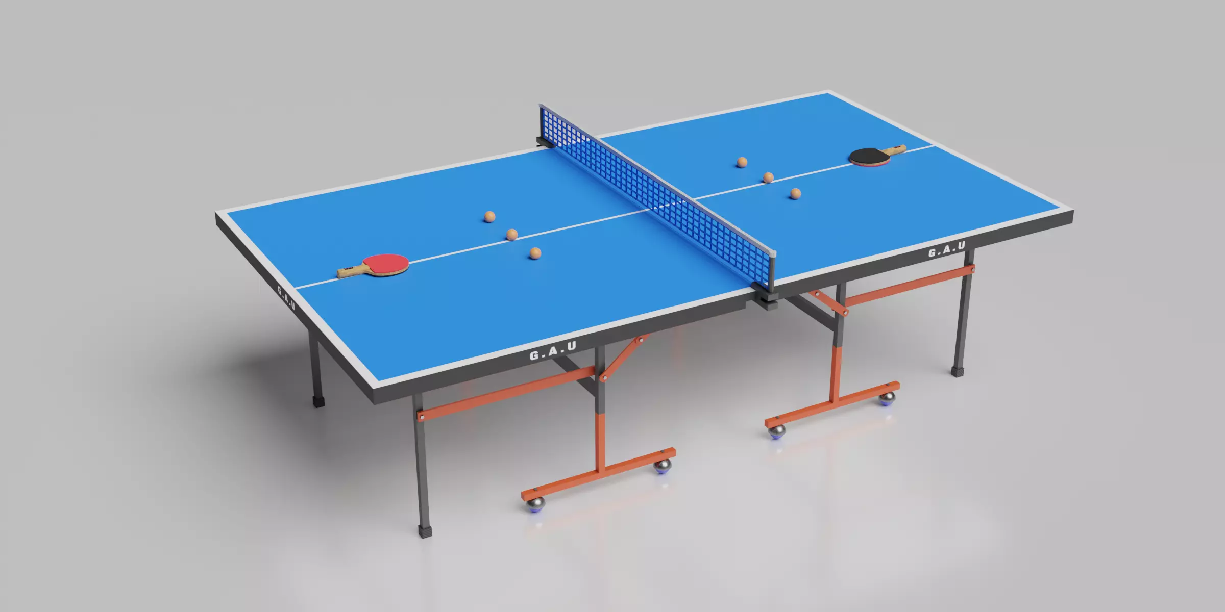Table Tennis Set Low-poly 3D model_0