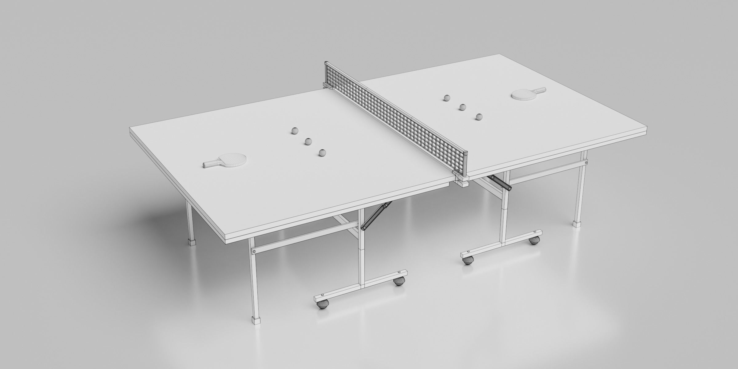 Table Tennis Set Low-poly 3D model_6