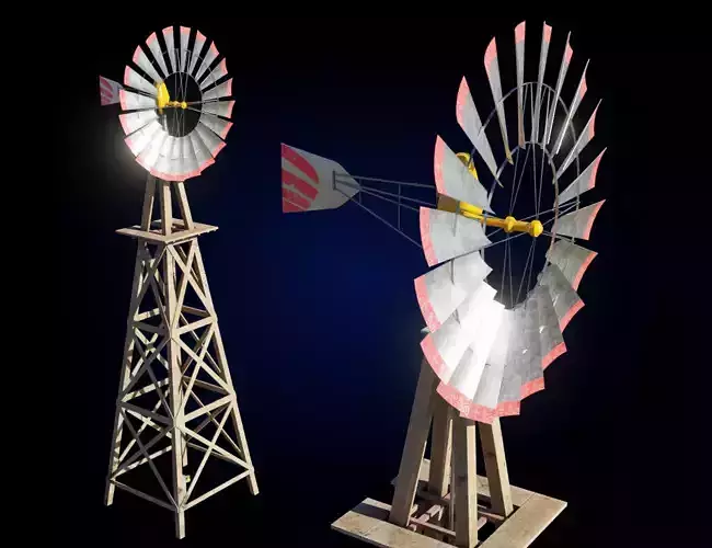 Farm Windmill Pump Low-poly 3D model