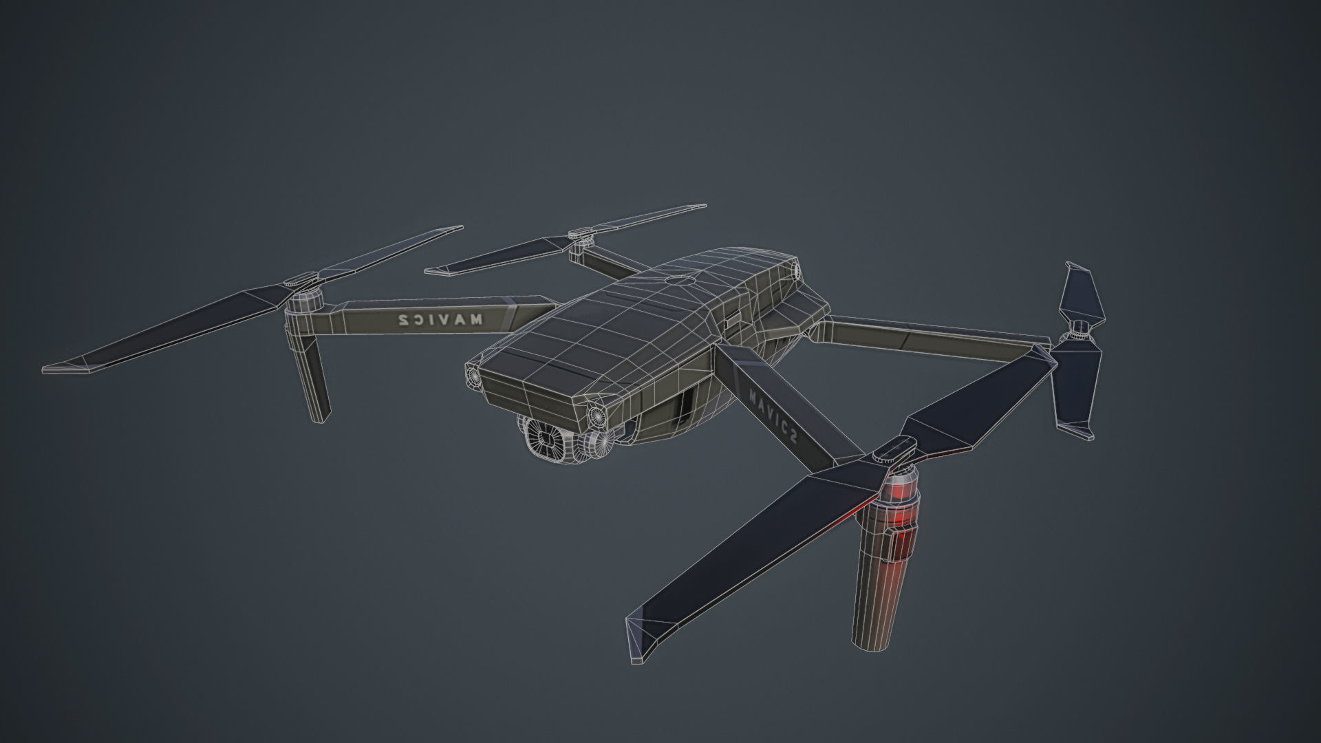 Mavic 2 Drone Low-poly 3D model_7