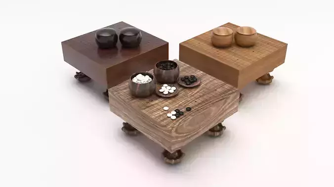 Goban three wooden cubes 3D model
